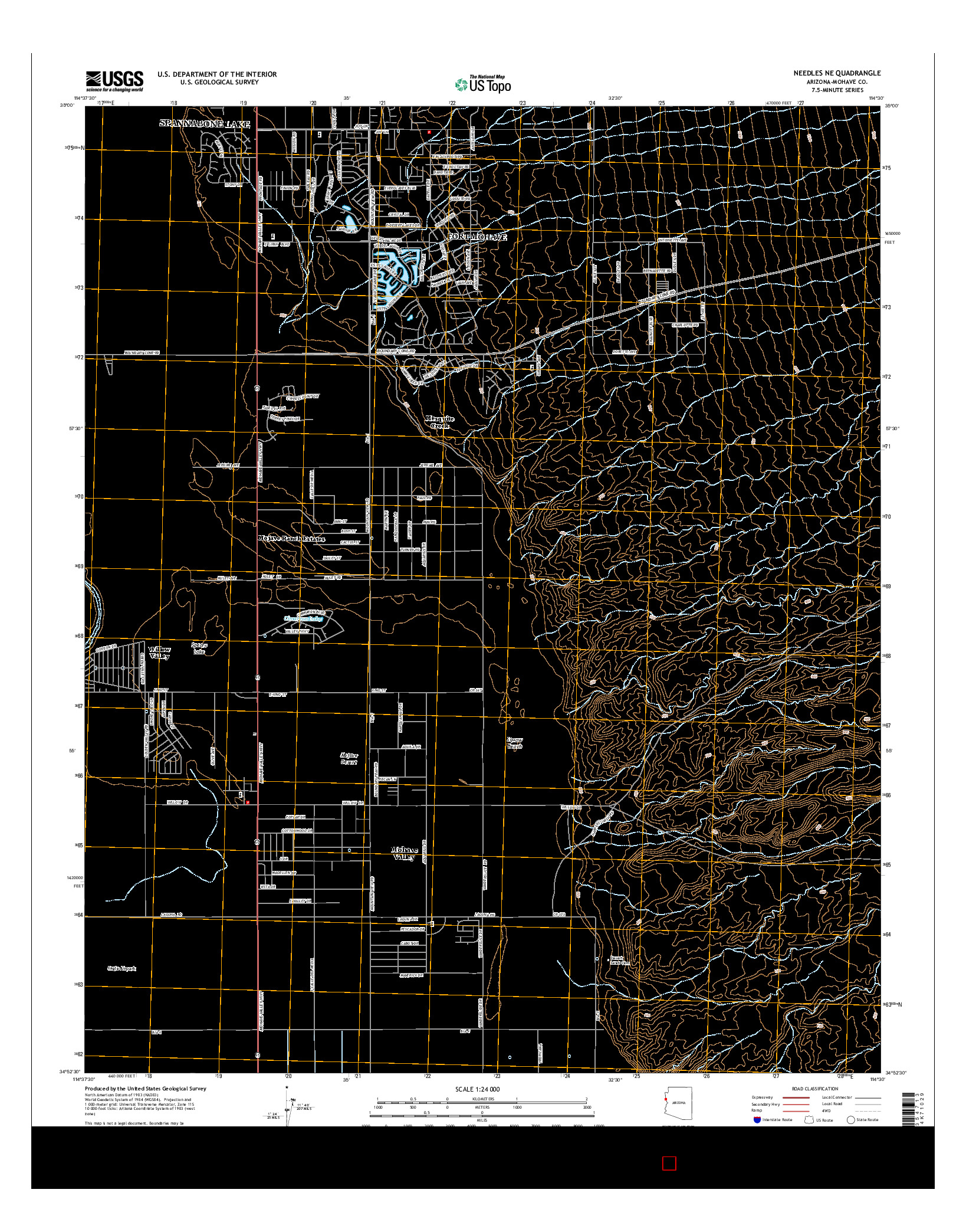USGS US TOPO 7.5-MINUTE MAP FOR NEEDLES NE, AZ 2014