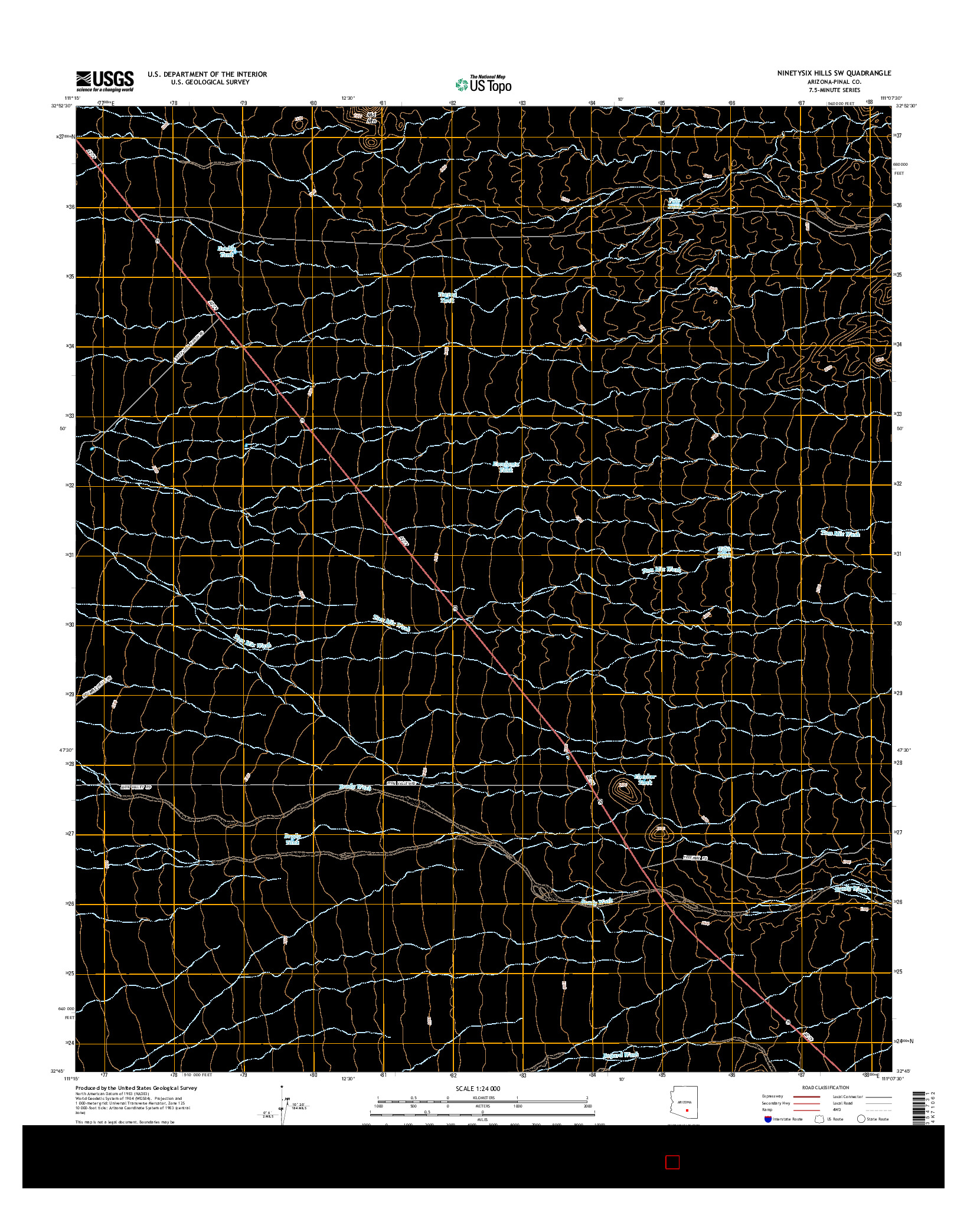 USGS US TOPO 7.5-MINUTE MAP FOR NINETYSIX HILLS SW, AZ 2014