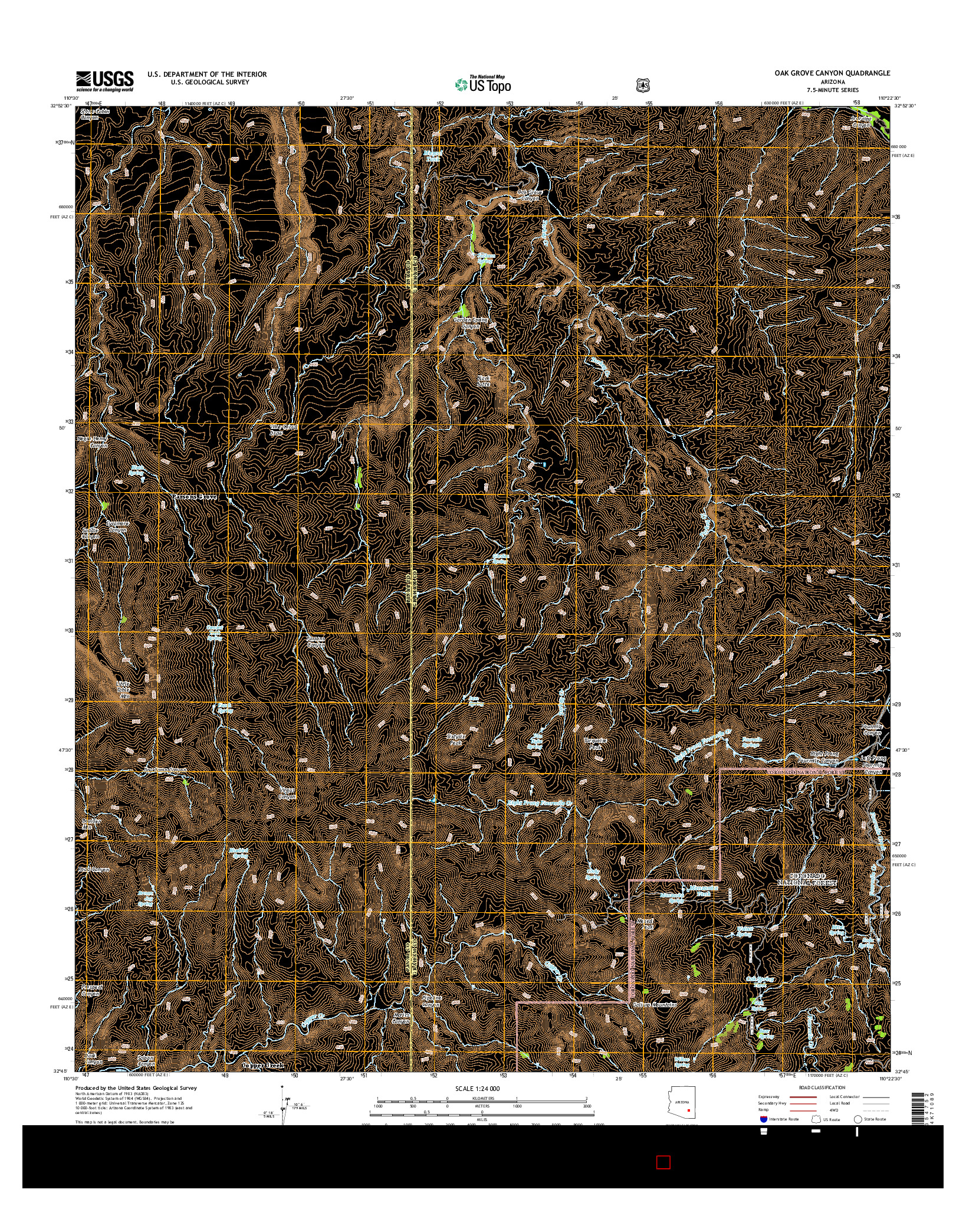 USGS US TOPO 7.5-MINUTE MAP FOR OAK GROVE CANYON, AZ 2014
