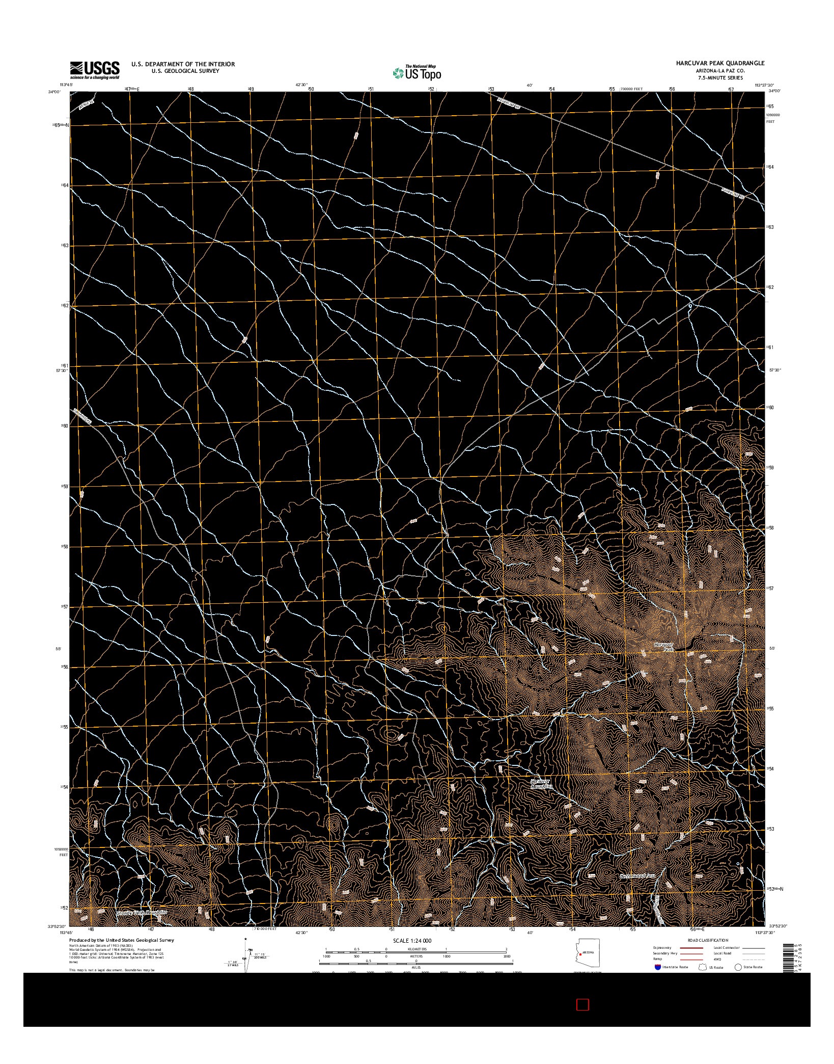 USGS US TOPO 7.5-MINUTE MAP FOR HARCUVAR PEAK, AZ 2014