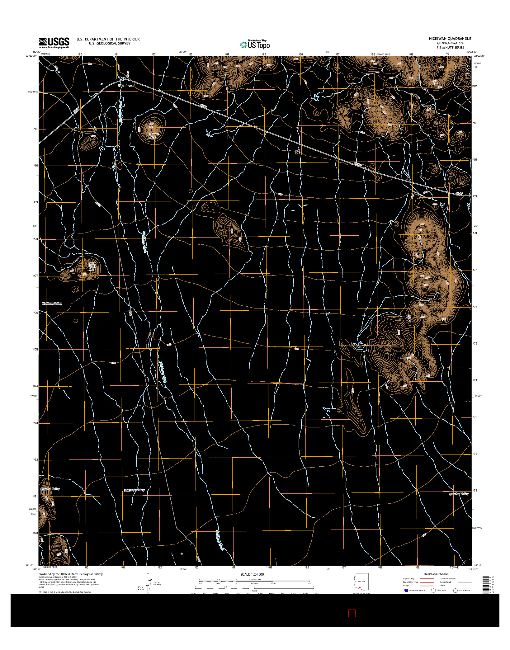 USGS US TOPO 7.5-MINUTE MAP FOR HICKIWAN, AZ 2014