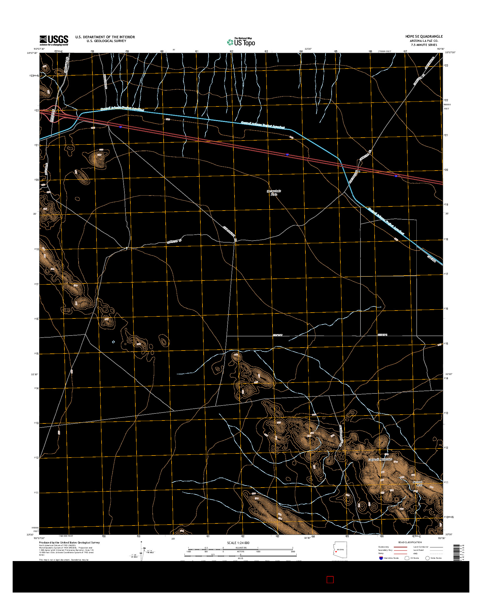 USGS US TOPO 7.5-MINUTE MAP FOR HOPE SE, AZ 2014