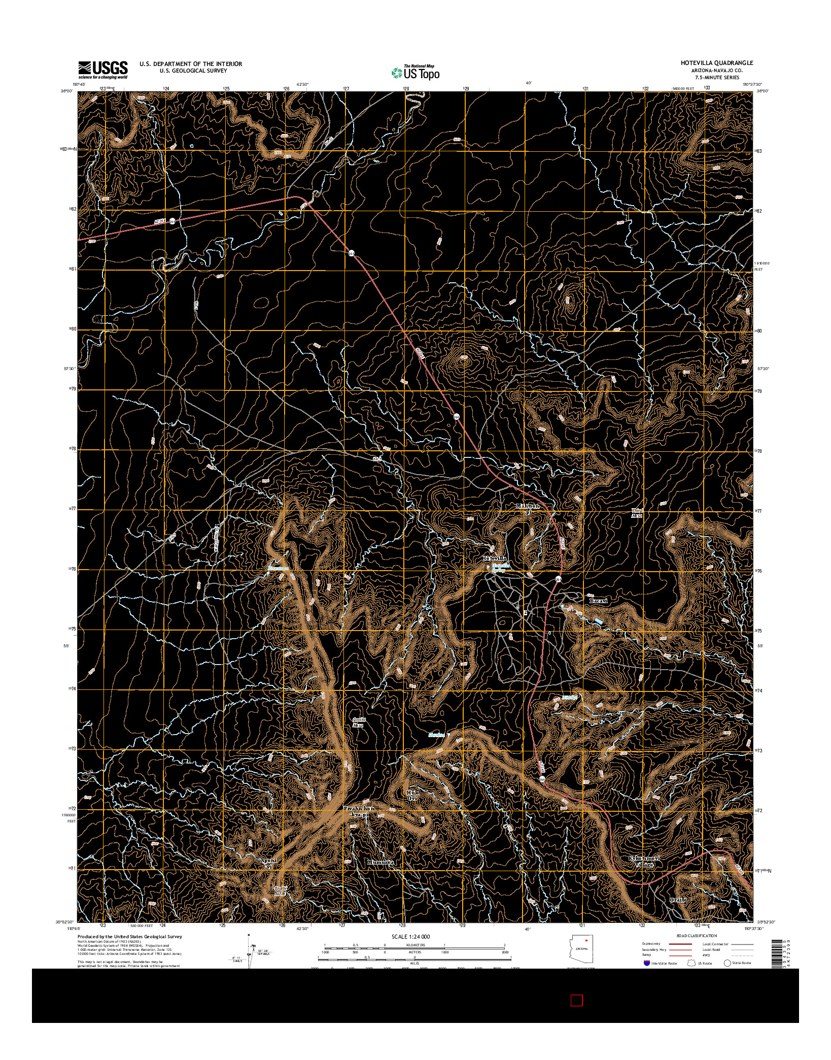 USGS US TOPO 7.5-MINUTE MAP FOR HOTEVILLA, AZ 2014