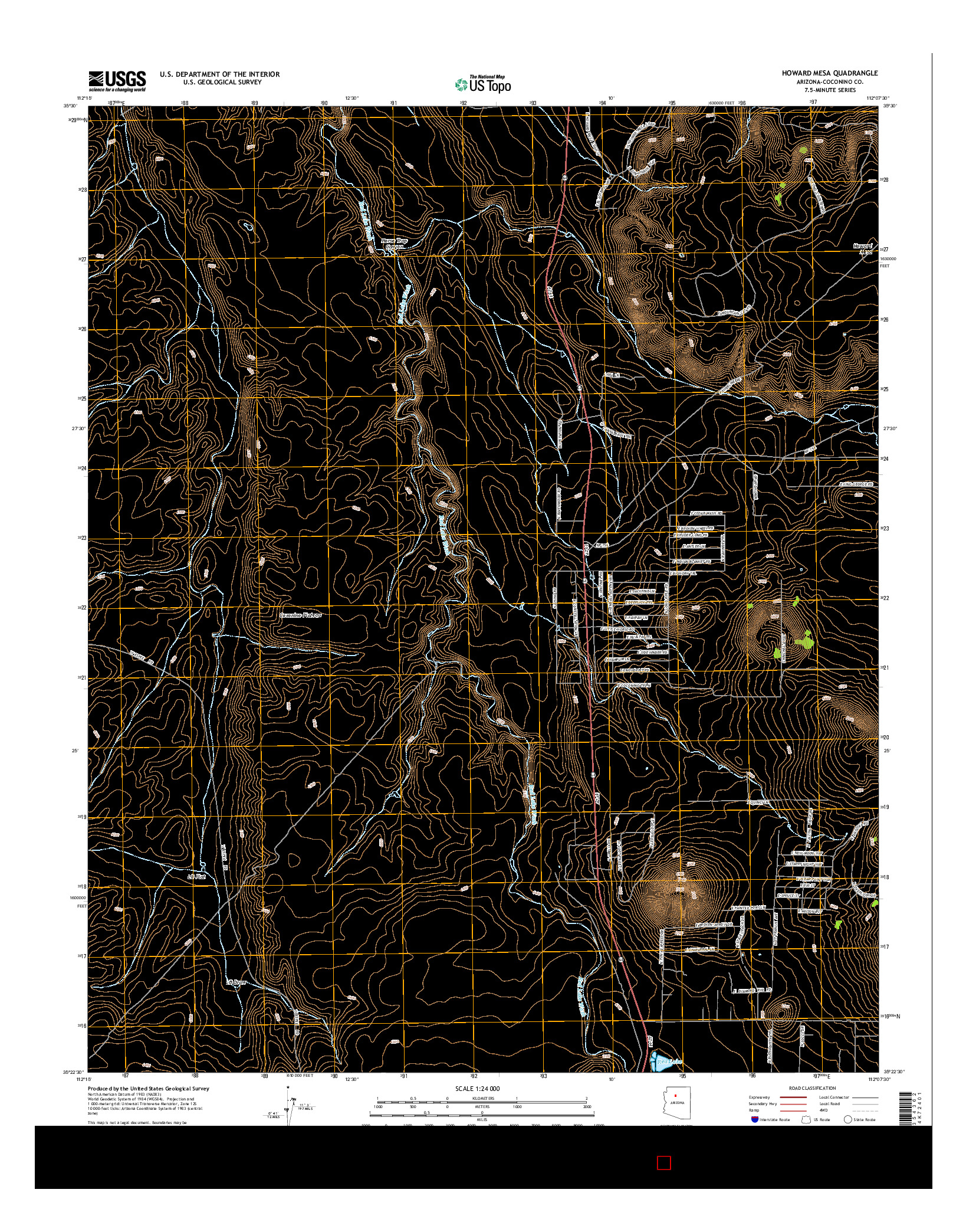 USGS US TOPO 7.5-MINUTE MAP FOR HOWARD MESA, AZ 2014