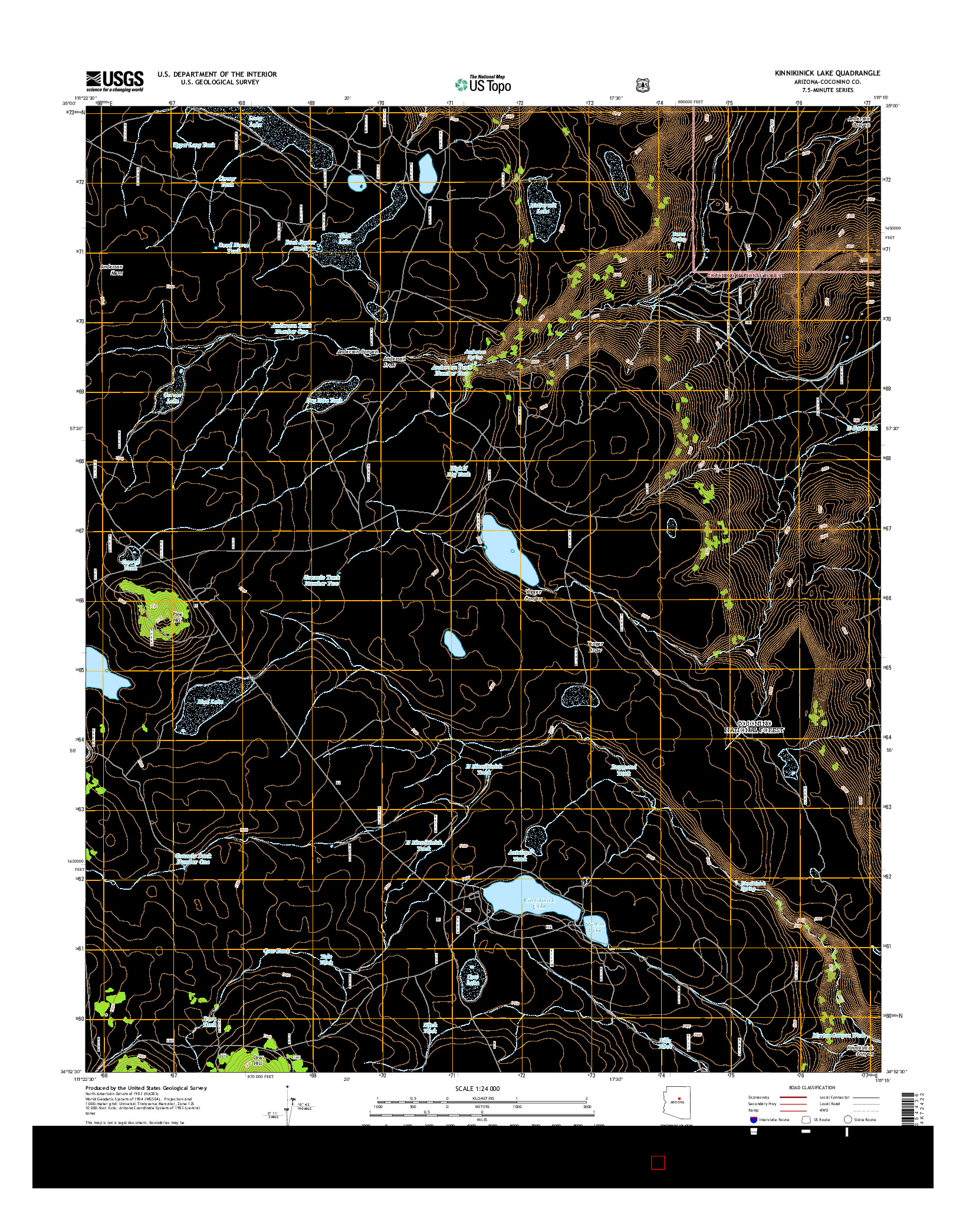 USGS US TOPO 7.5-MINUTE MAP FOR KINNIKINICK LAKE, AZ 2014