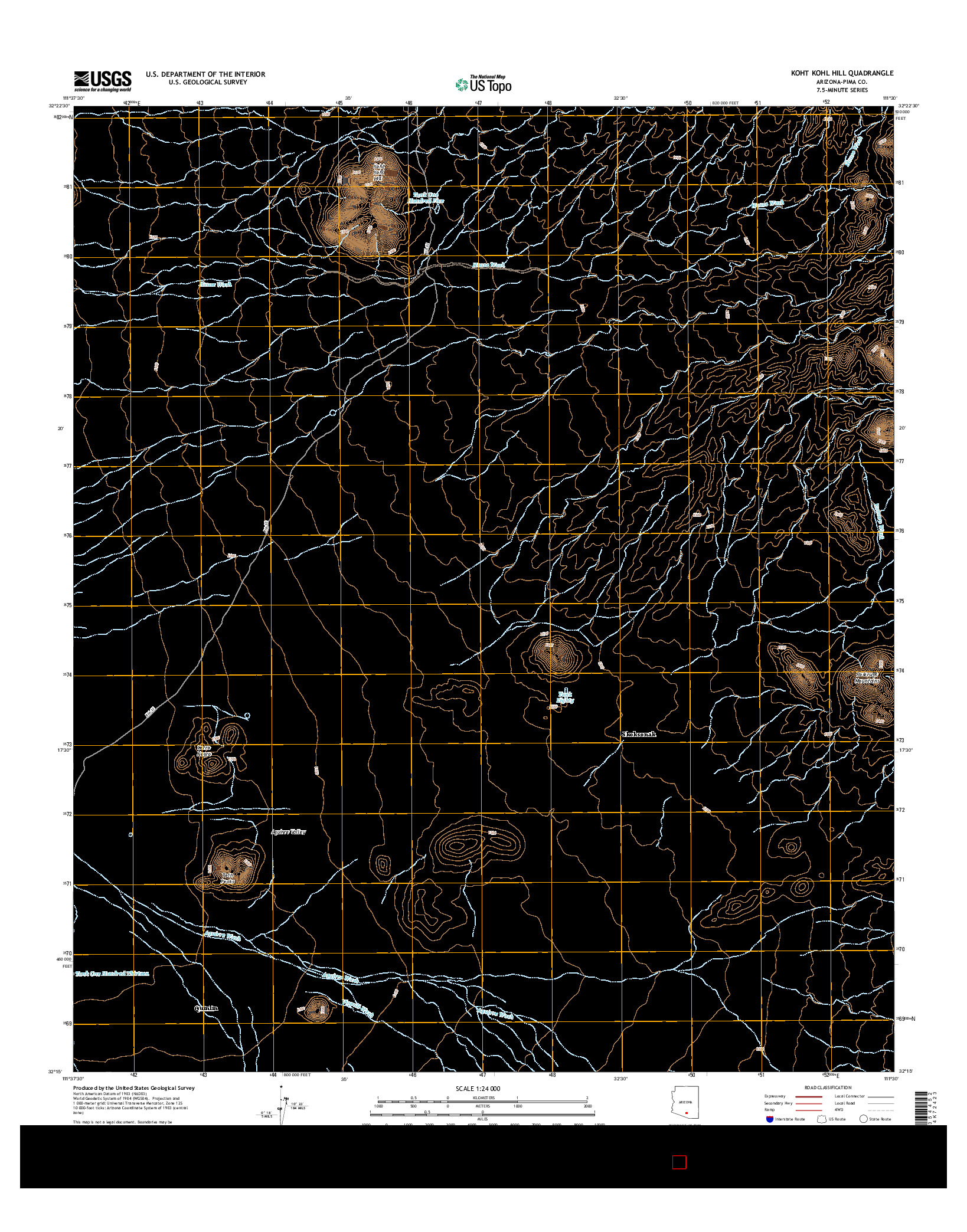 USGS US TOPO 7.5-MINUTE MAP FOR KOHT KOHL HILL, AZ 2014