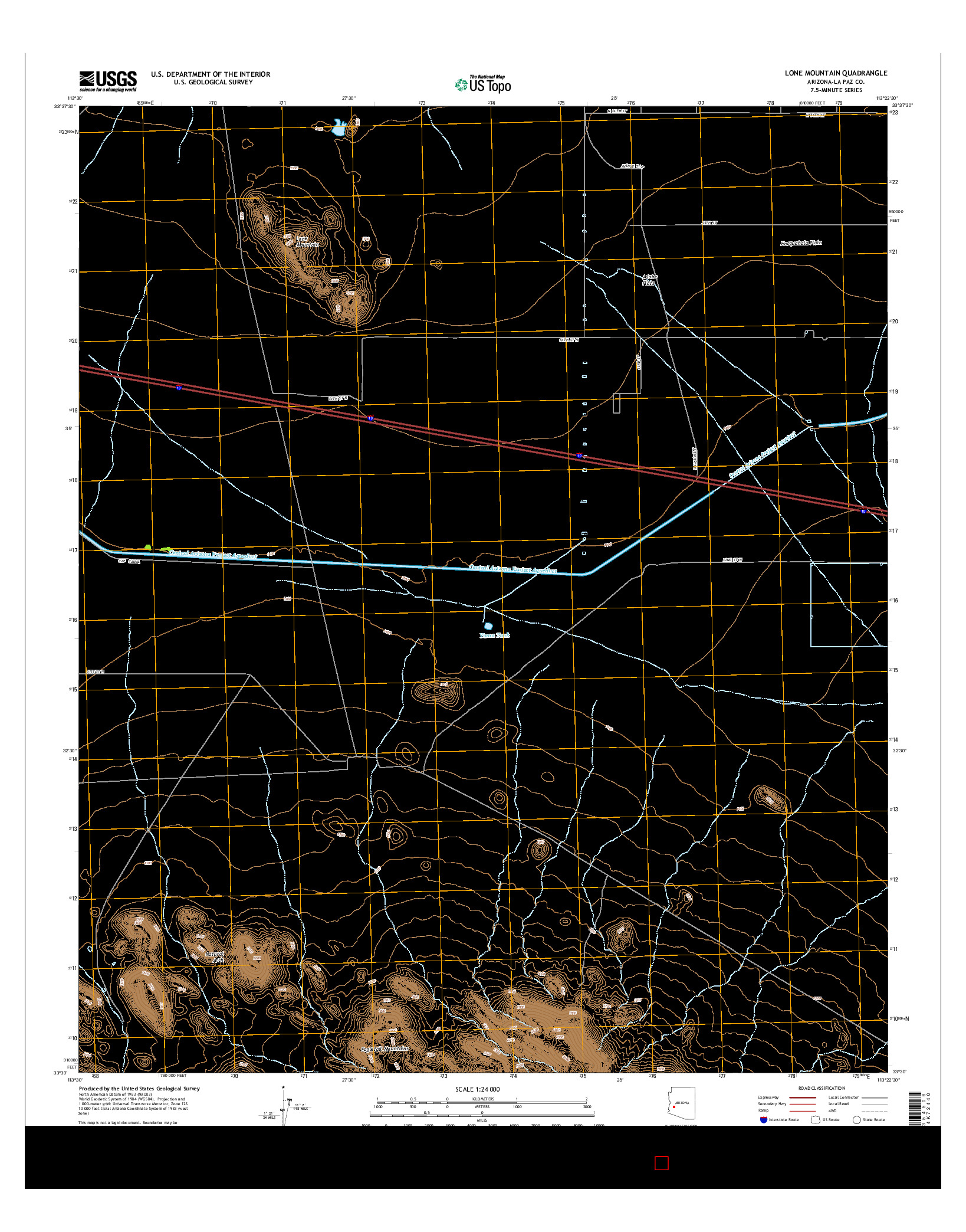 USGS US TOPO 7.5-MINUTE MAP FOR LONE MOUNTAIN, AZ 2014