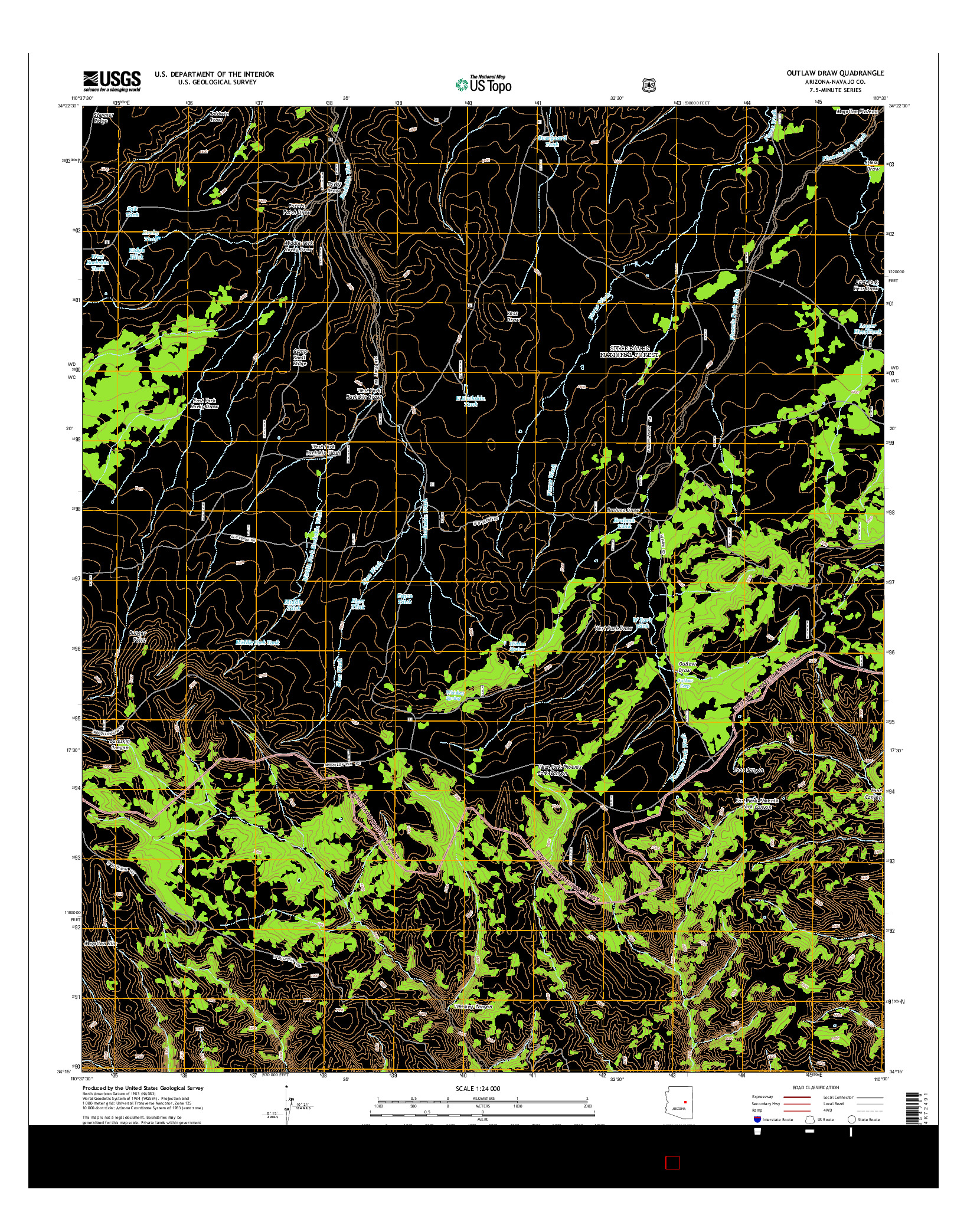 USGS US TOPO 7.5-MINUTE MAP FOR OUTLAW DRAW, AZ 2014