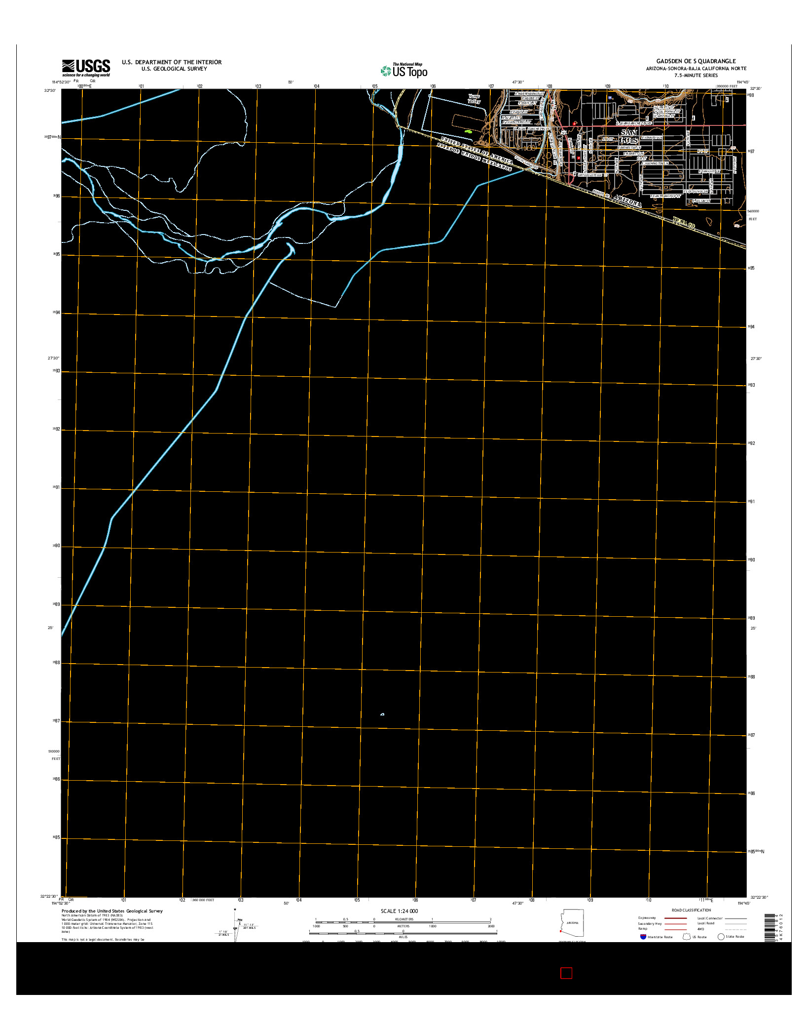 USGS US TOPO 7.5-MINUTE MAP FOR GADSDEN OE S, AZ-SON-BCN 2014