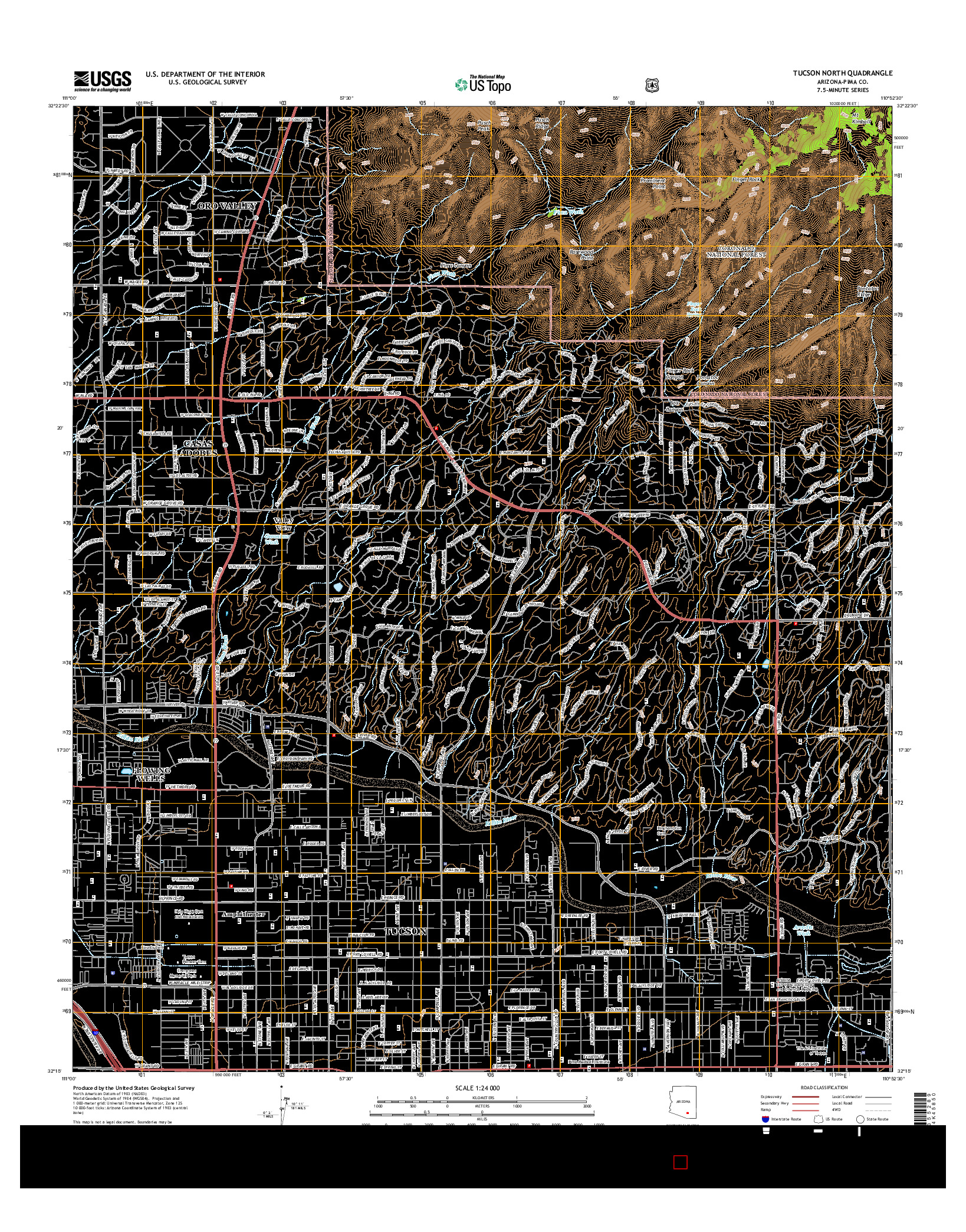 USGS US TOPO 7.5-MINUTE MAP FOR TUCSON NORTH, AZ 2014