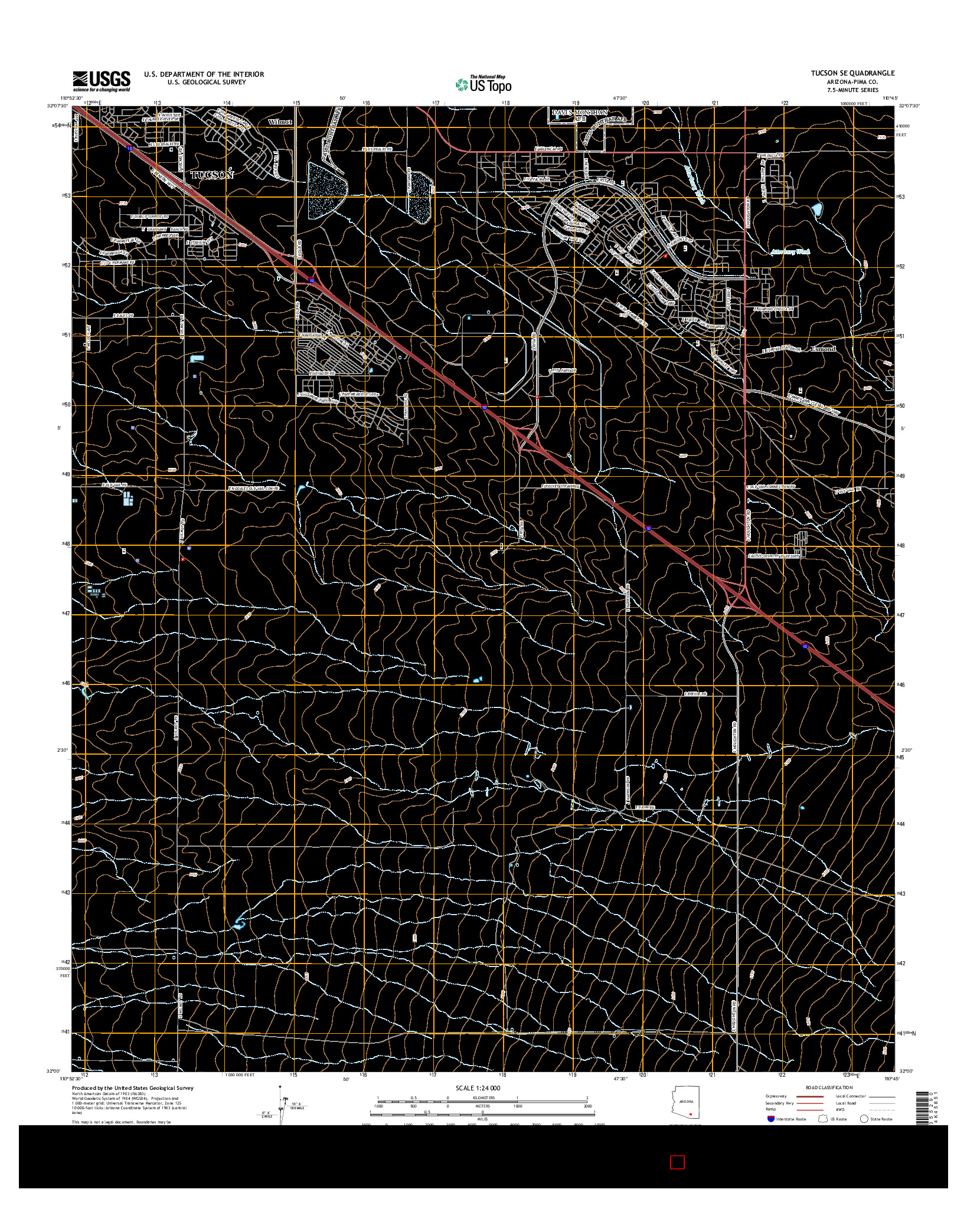 USGS US TOPO 7.5-MINUTE MAP FOR TUCSON SE, AZ 2014
