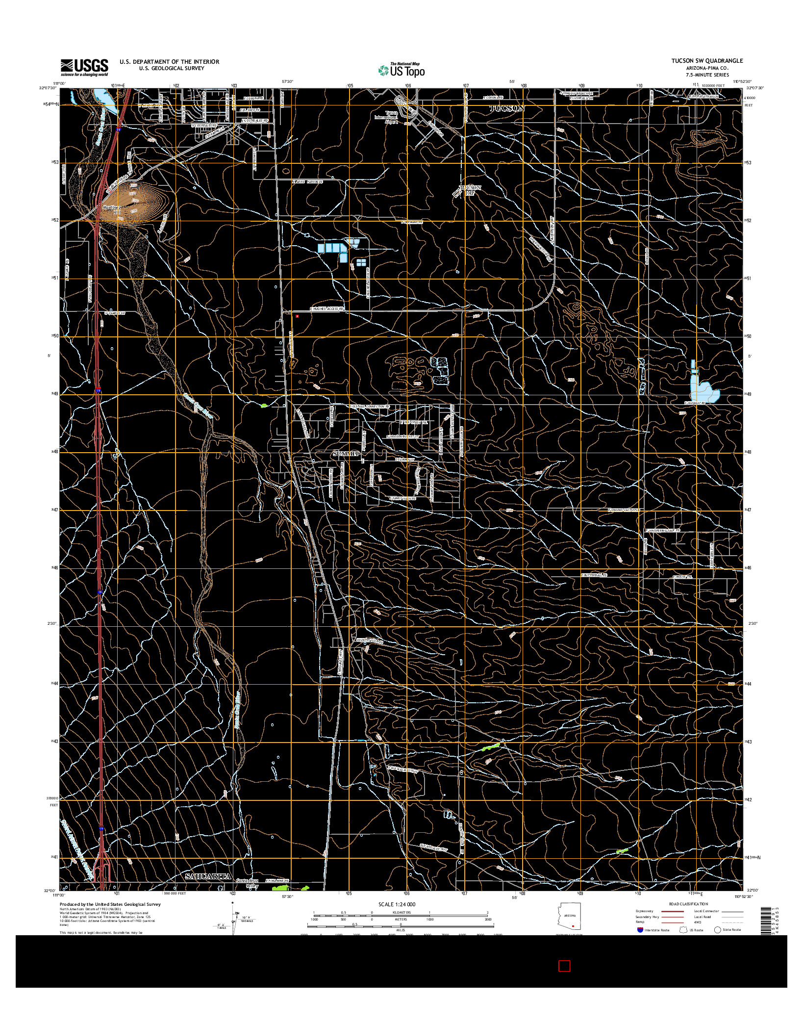 USGS US TOPO 7.5-MINUTE MAP FOR TUCSON SW, AZ 2014