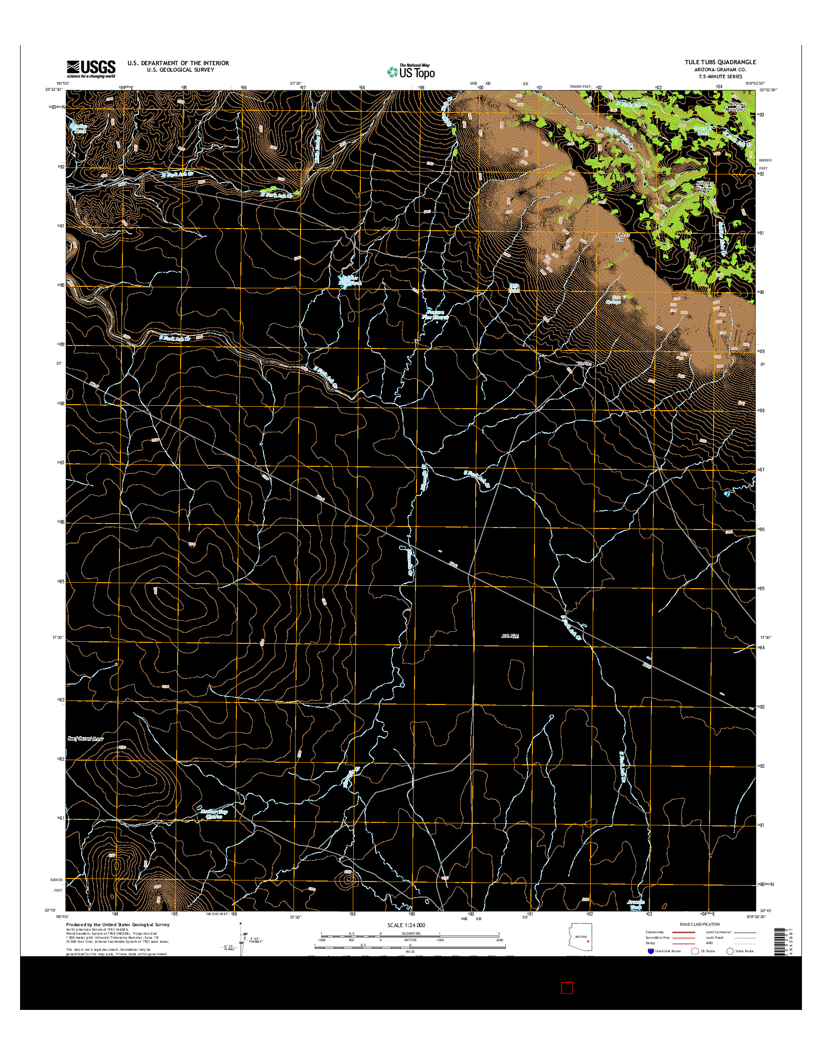 USGS US TOPO 7.5-MINUTE MAP FOR TULE TUBS, AZ 2014