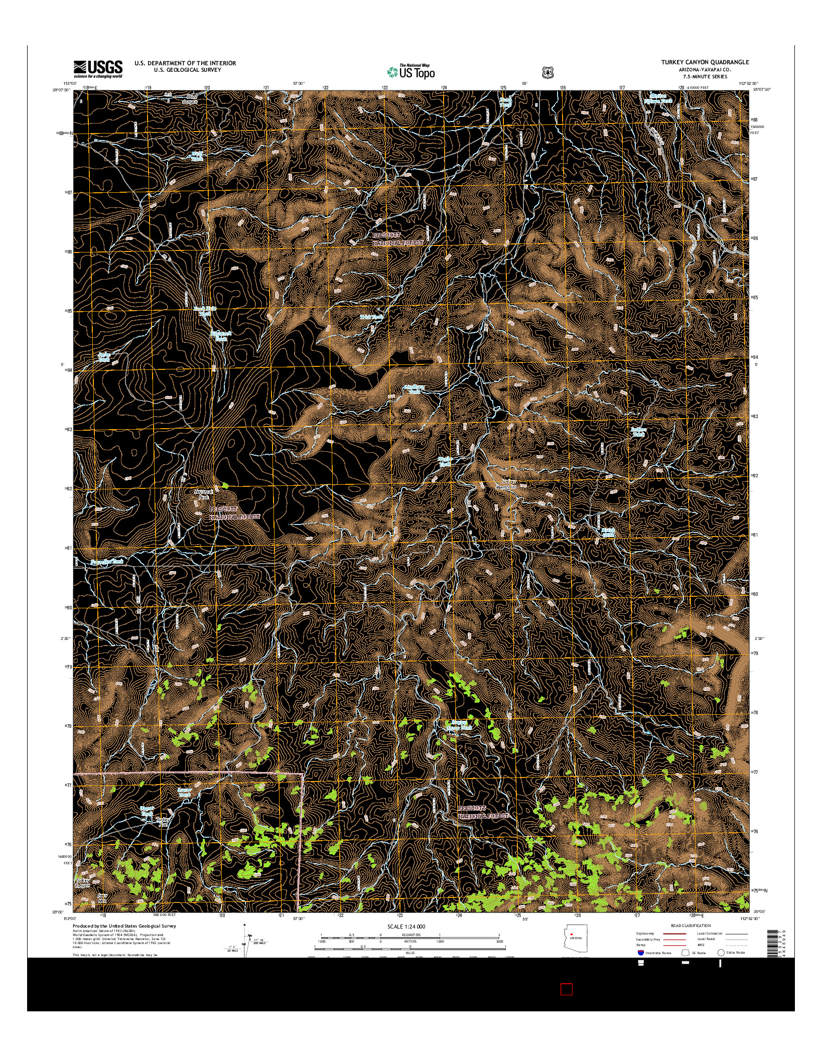 USGS US TOPO 7.5-MINUTE MAP FOR TURKEY CANYON, AZ 2014