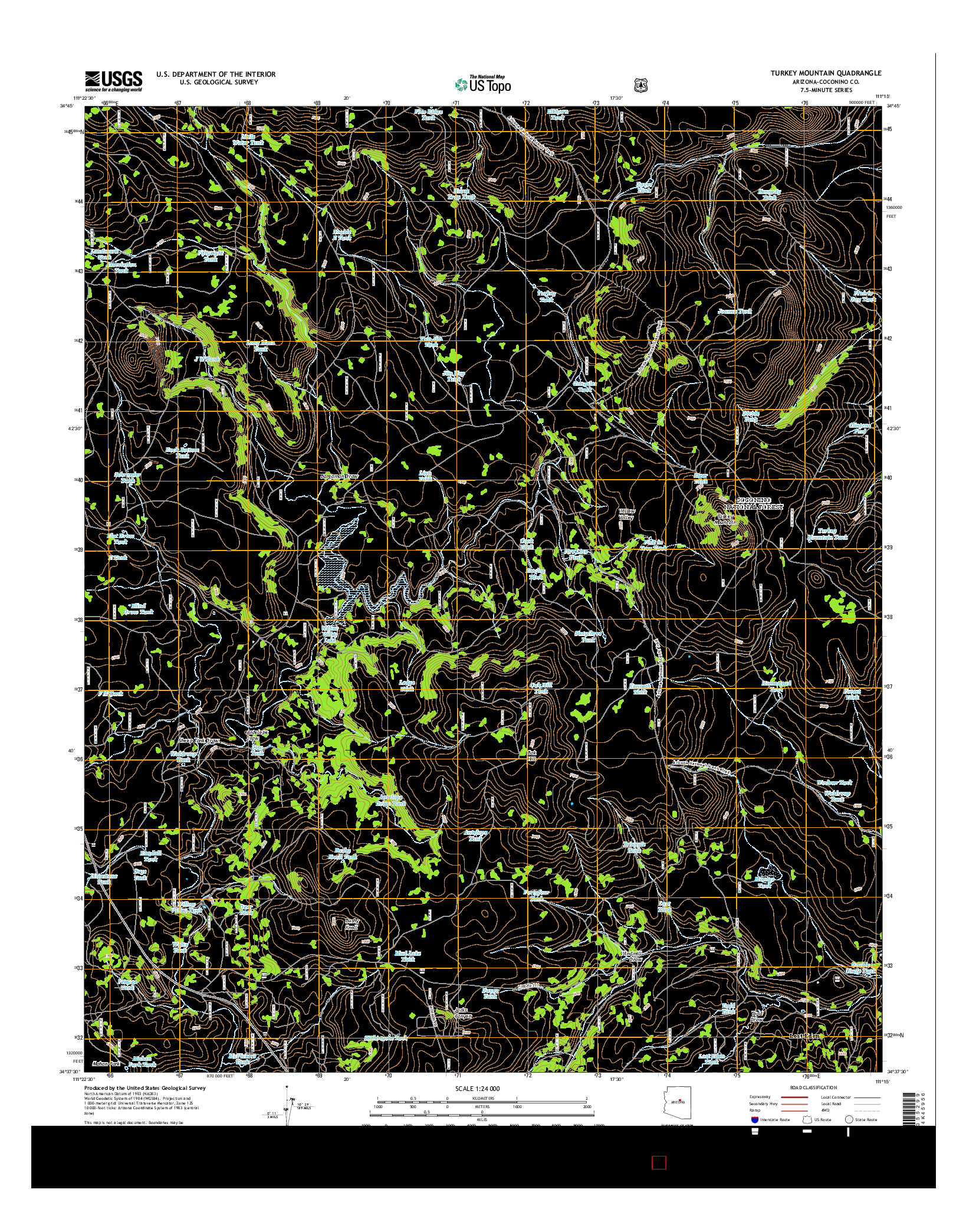 USGS US TOPO 7.5-MINUTE MAP FOR TURKEY MOUNTAIN, AZ 2014