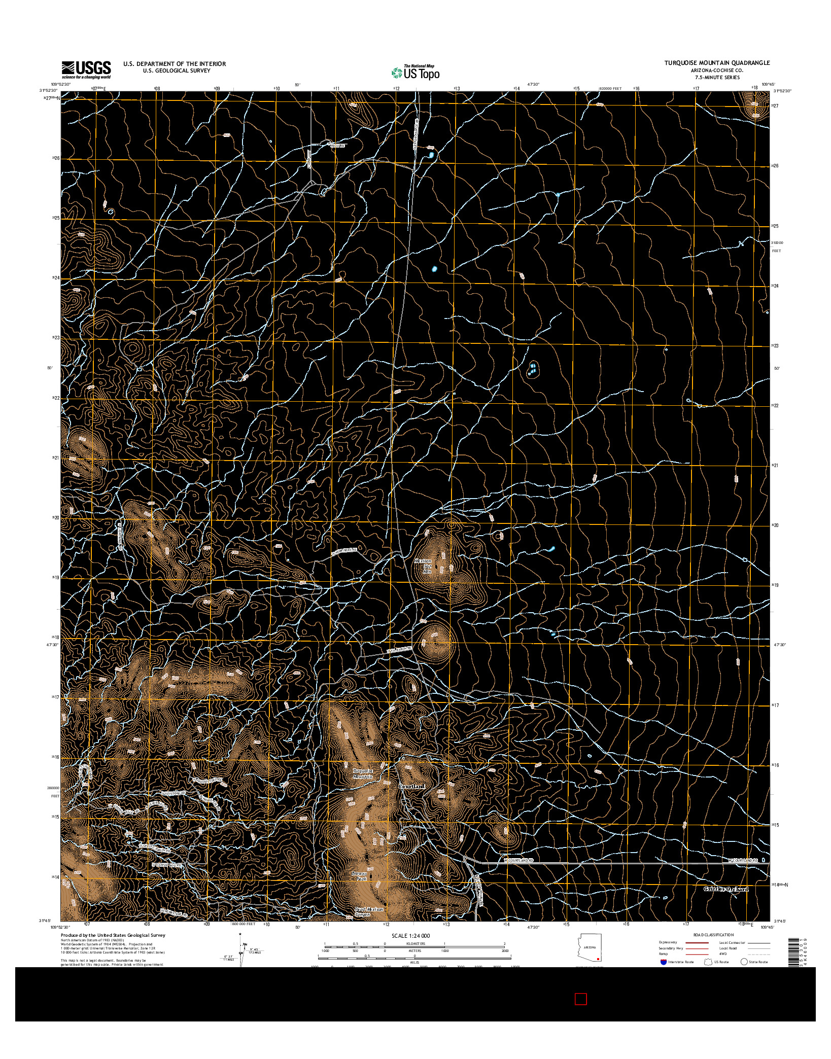 USGS US TOPO 7.5-MINUTE MAP FOR TURQUOISE MOUNTAIN, AZ 2014