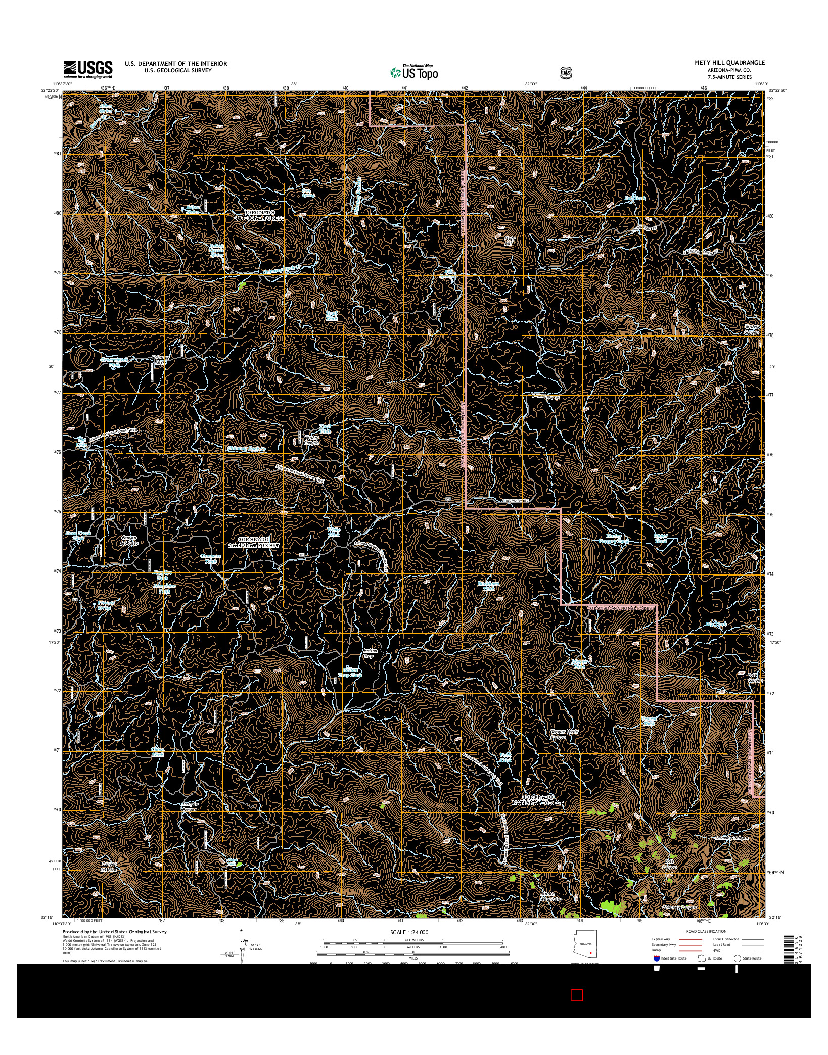 USGS US TOPO 7.5-MINUTE MAP FOR PIETY HILL, AZ 2014