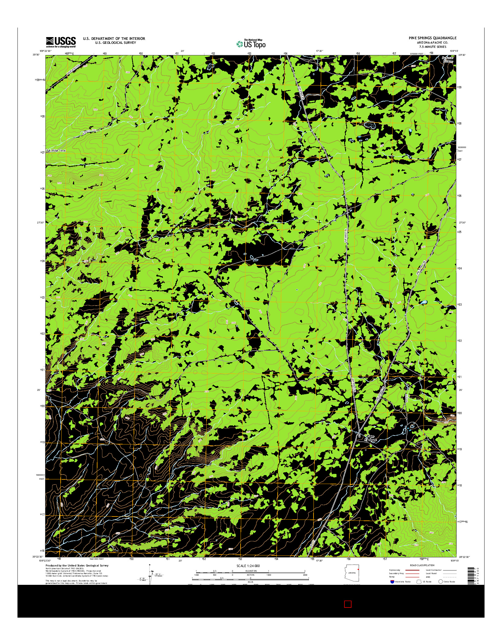 USGS US TOPO 7.5-MINUTE MAP FOR PINE SPRINGS, AZ 2014