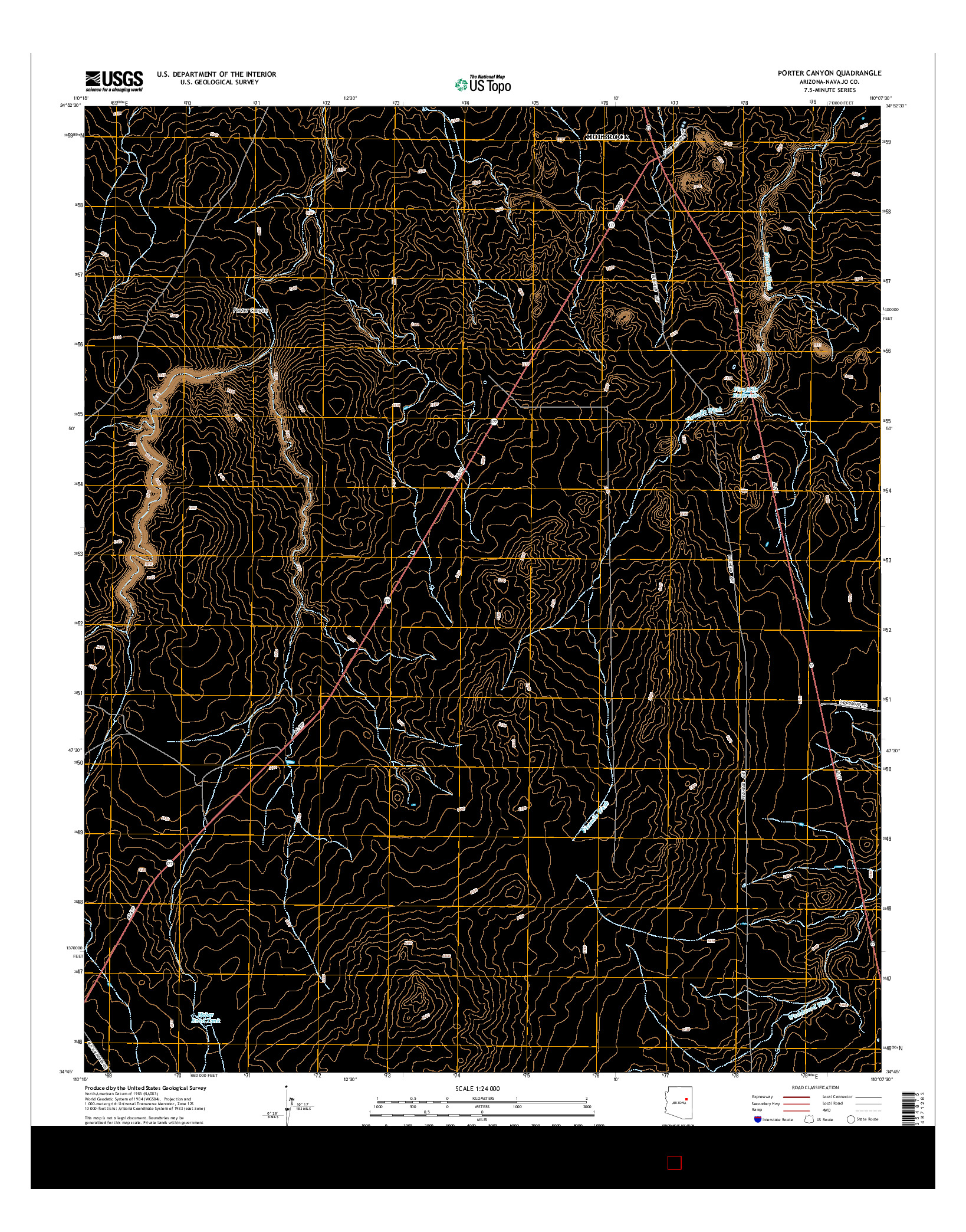USGS US TOPO 7.5-MINUTE MAP FOR PORTER CANYON, AZ 2014