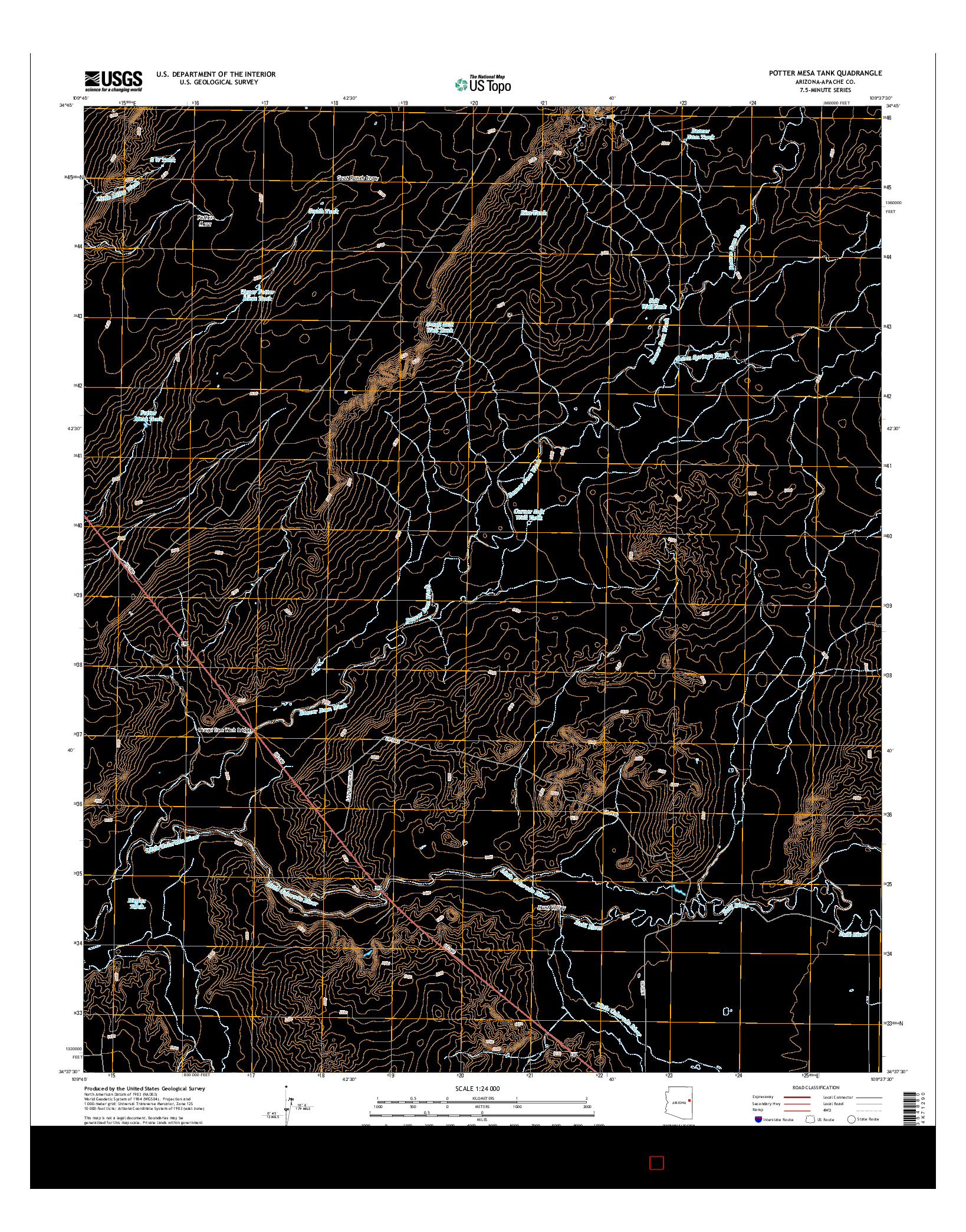 USGS US TOPO 7.5-MINUTE MAP FOR POTTER MESA TANK, AZ 2014