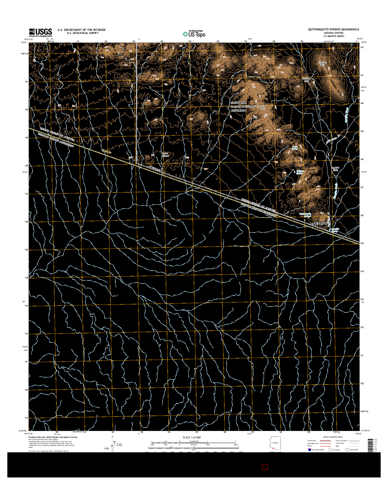 USGS US TOPO 7.5-MINUTE MAP FOR QUITOBAQUITO SPRINGS, AZ-SON 2014