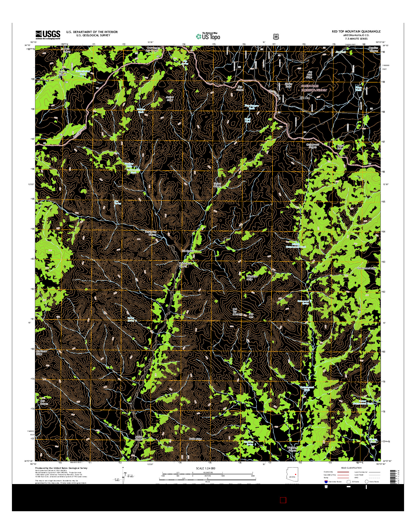 USGS US TOPO 7.5-MINUTE MAP FOR RED TOP MOUNTAIN, AZ 2014