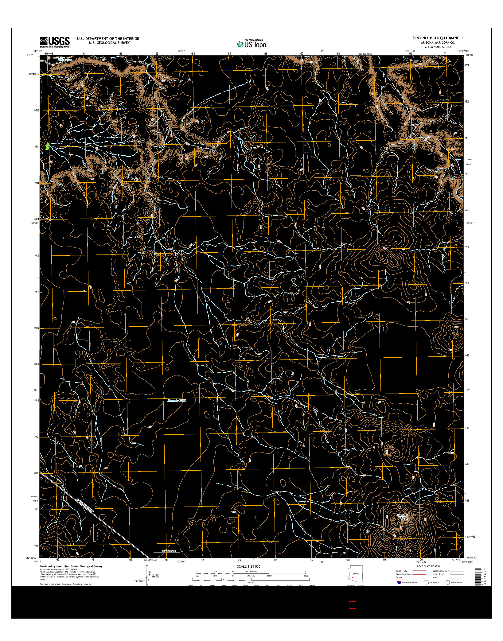 USGS US TOPO 7.5-MINUTE MAP FOR SENTINEL PEAK, AZ 2014