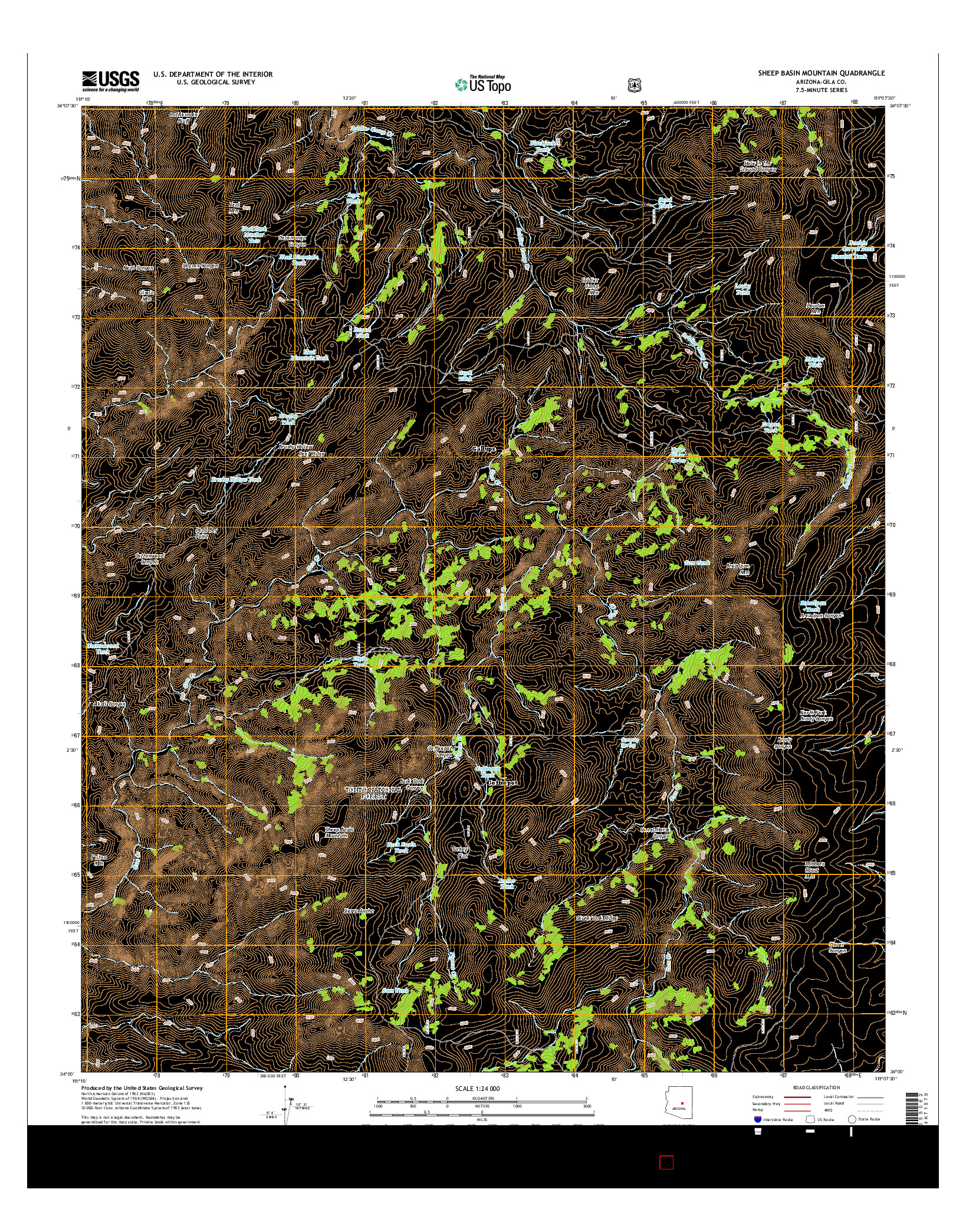USGS US TOPO 7.5-MINUTE MAP FOR SHEEP BASIN MOUNTAIN, AZ 2014