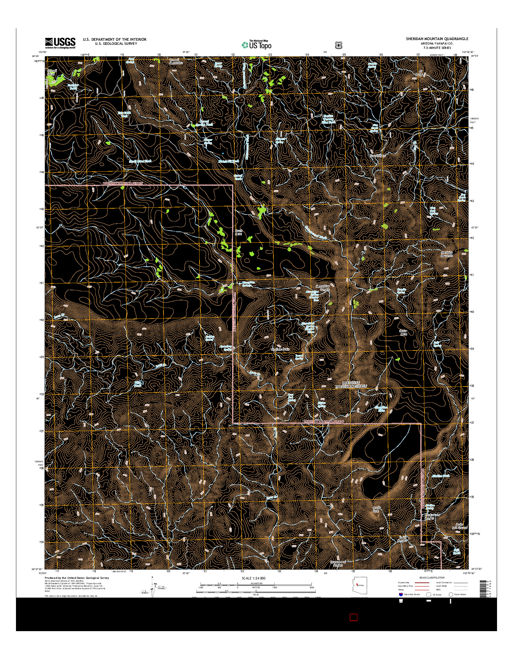 USGS US TOPO 7.5-MINUTE MAP FOR SHERIDAN MOUNTAIN, AZ 2014