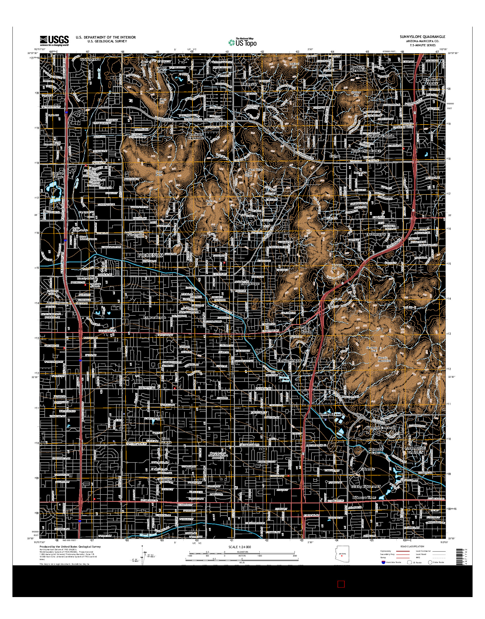 USGS US TOPO 7.5-MINUTE MAP FOR SUNNYSLOPE, AZ 2014
