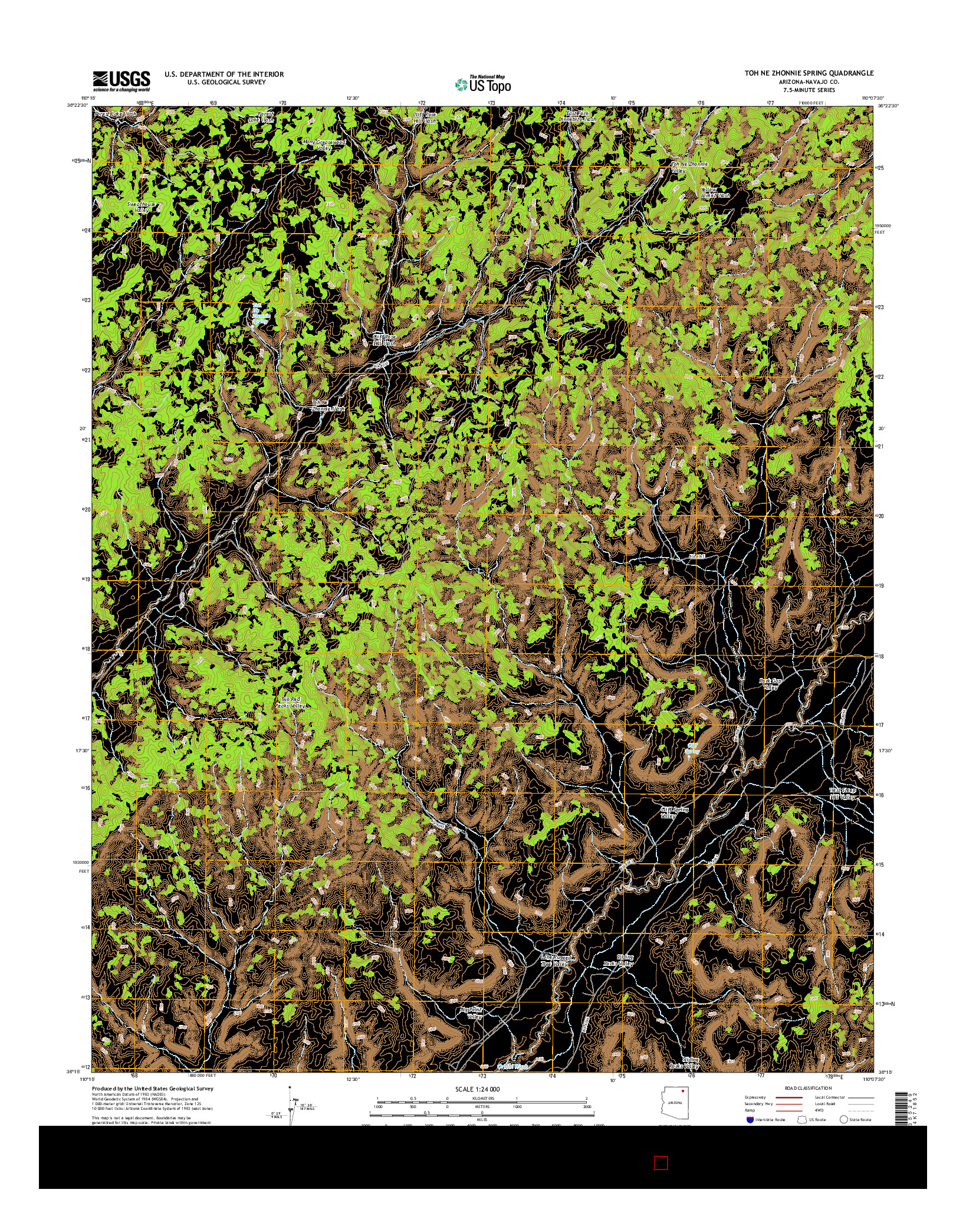 USGS US TOPO 7.5-MINUTE MAP FOR TOH NE ZHONNIE SPRING, AZ 2014