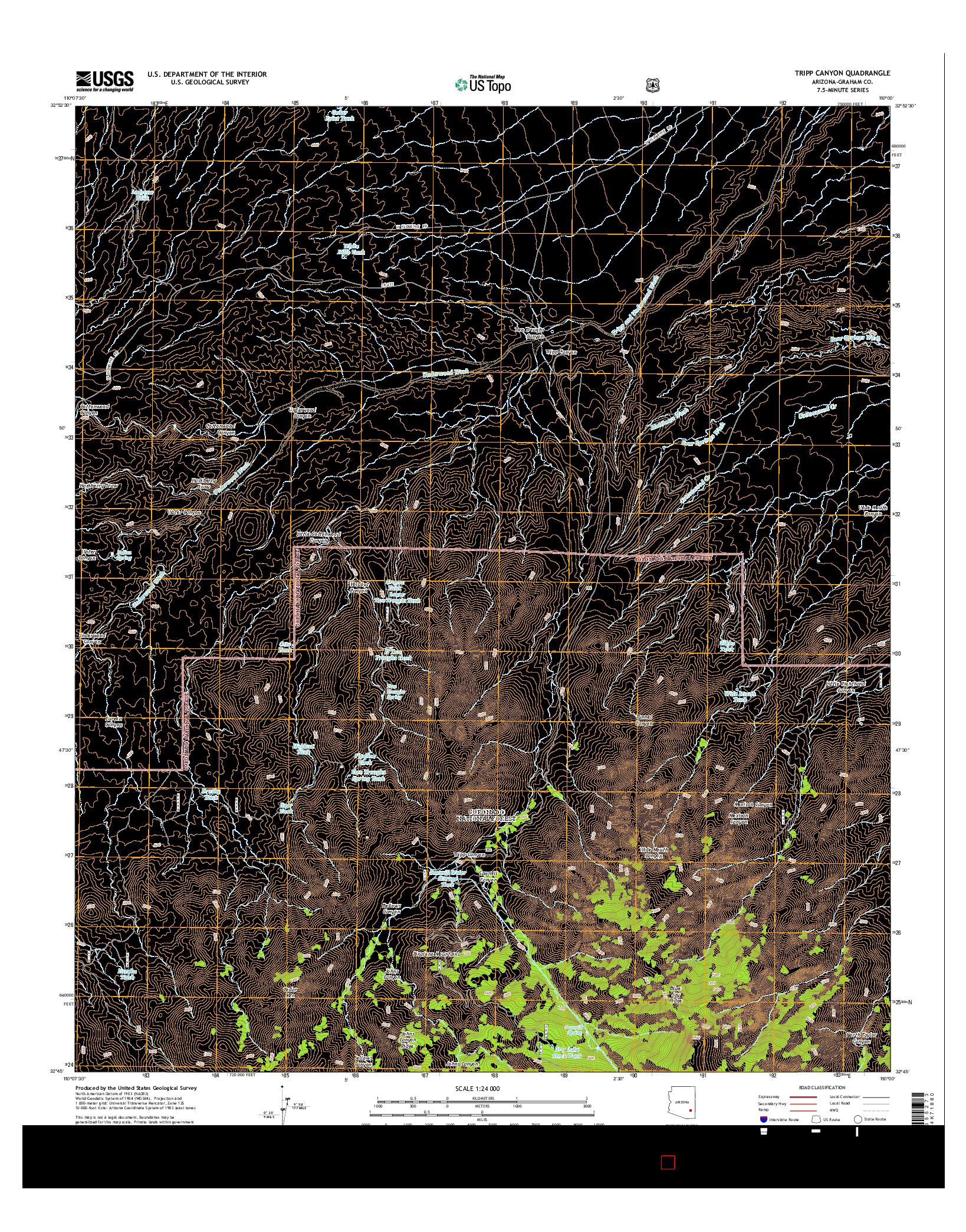 USGS US TOPO 7.5-MINUTE MAP FOR TRIPP CANYON, AZ 2014