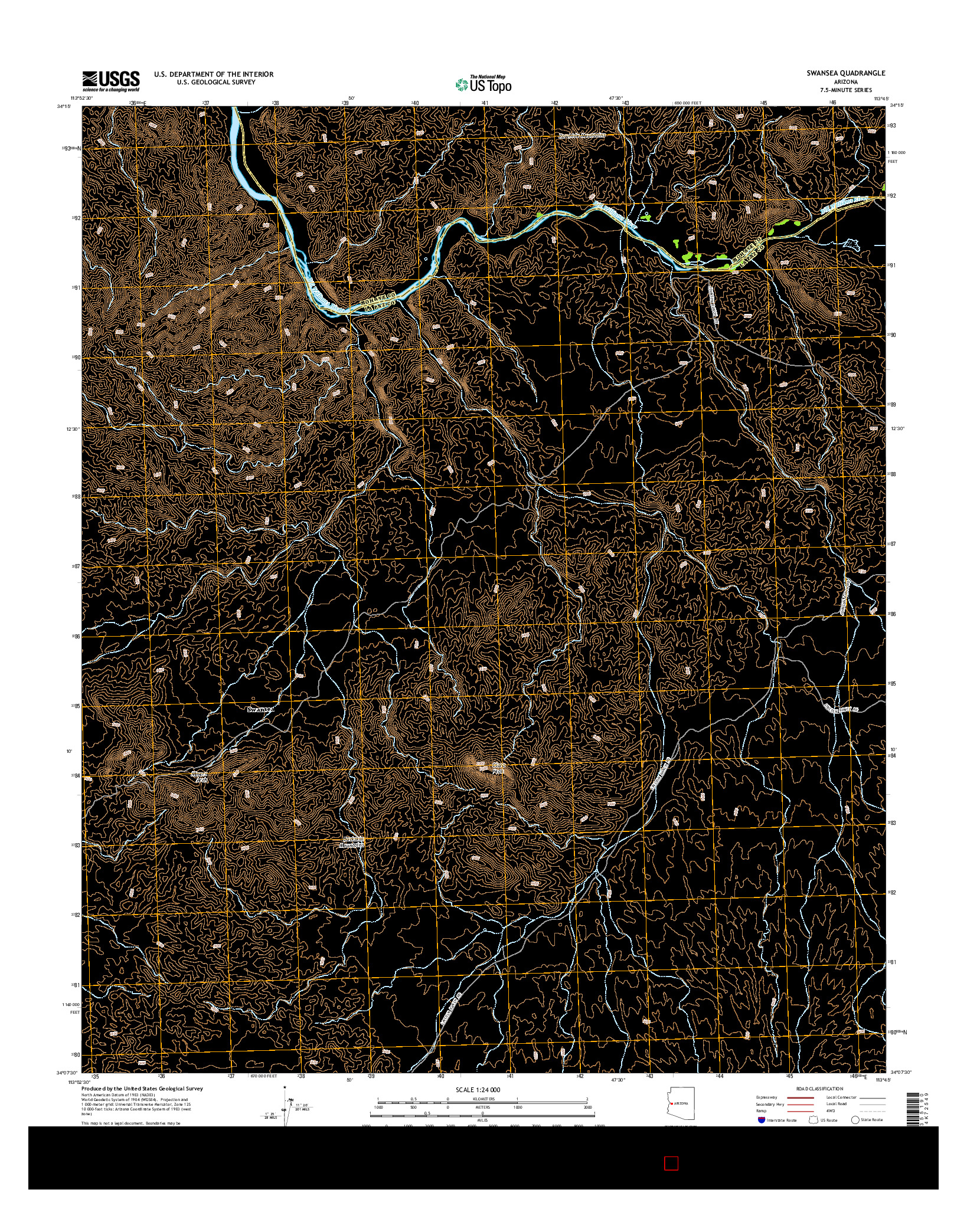 USGS US TOPO 7.5-MINUTE MAP FOR SWANSEA, AZ 2014