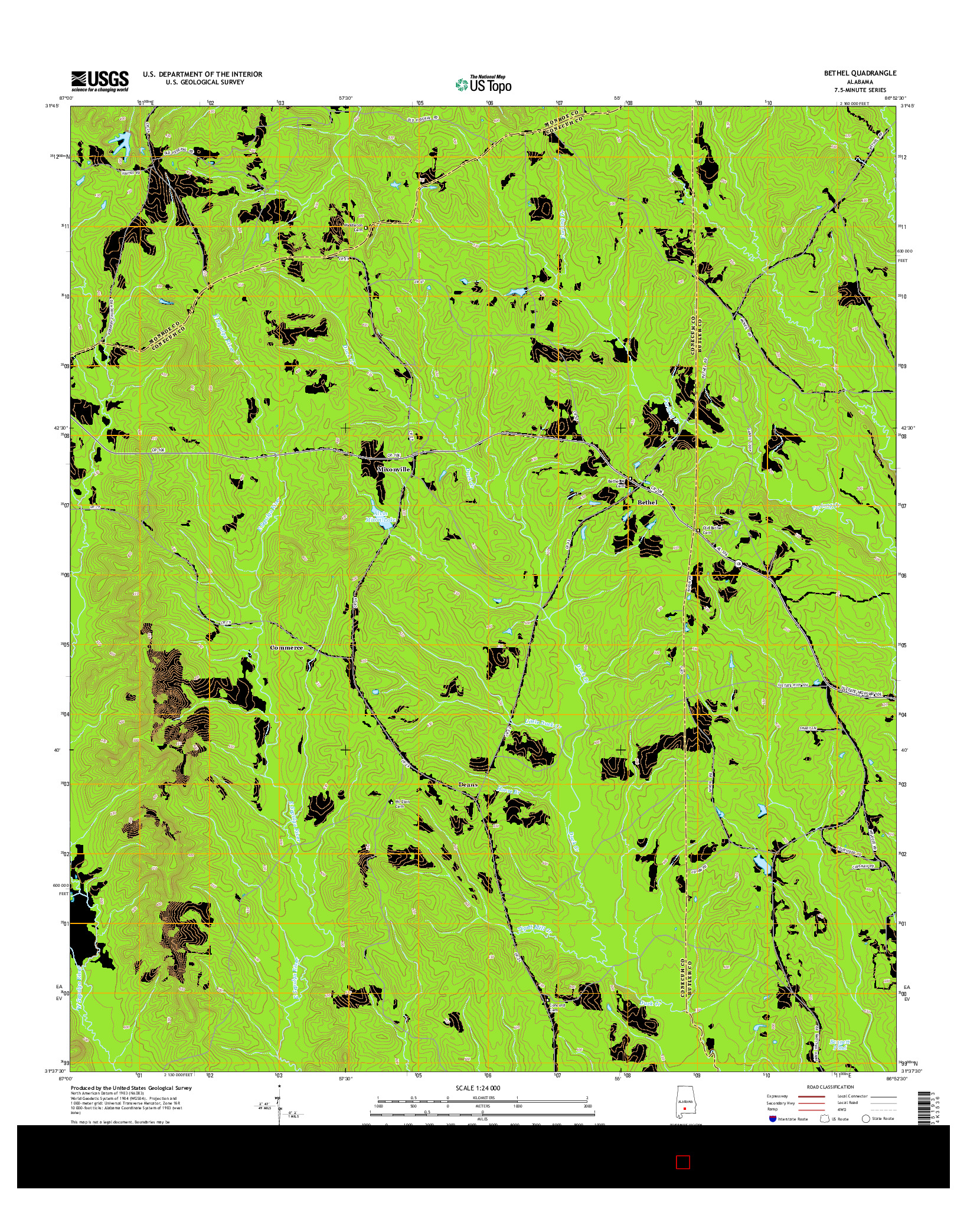 USGS US TOPO 7.5-MINUTE MAP FOR BETHEL, AL 2014