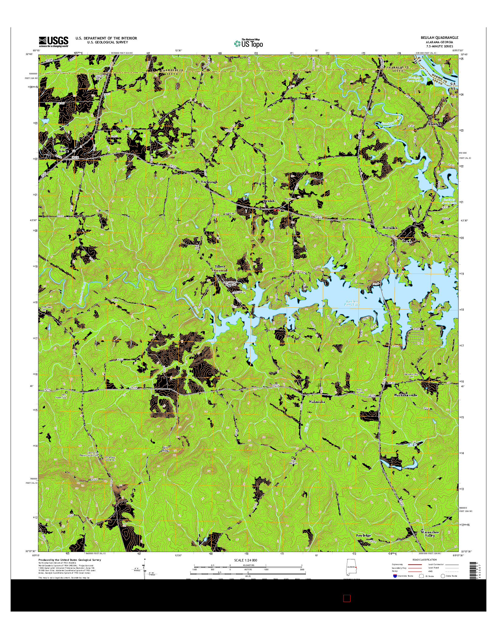 USGS US TOPO 7.5-MINUTE MAP FOR BEULAH, AL-GA 2014