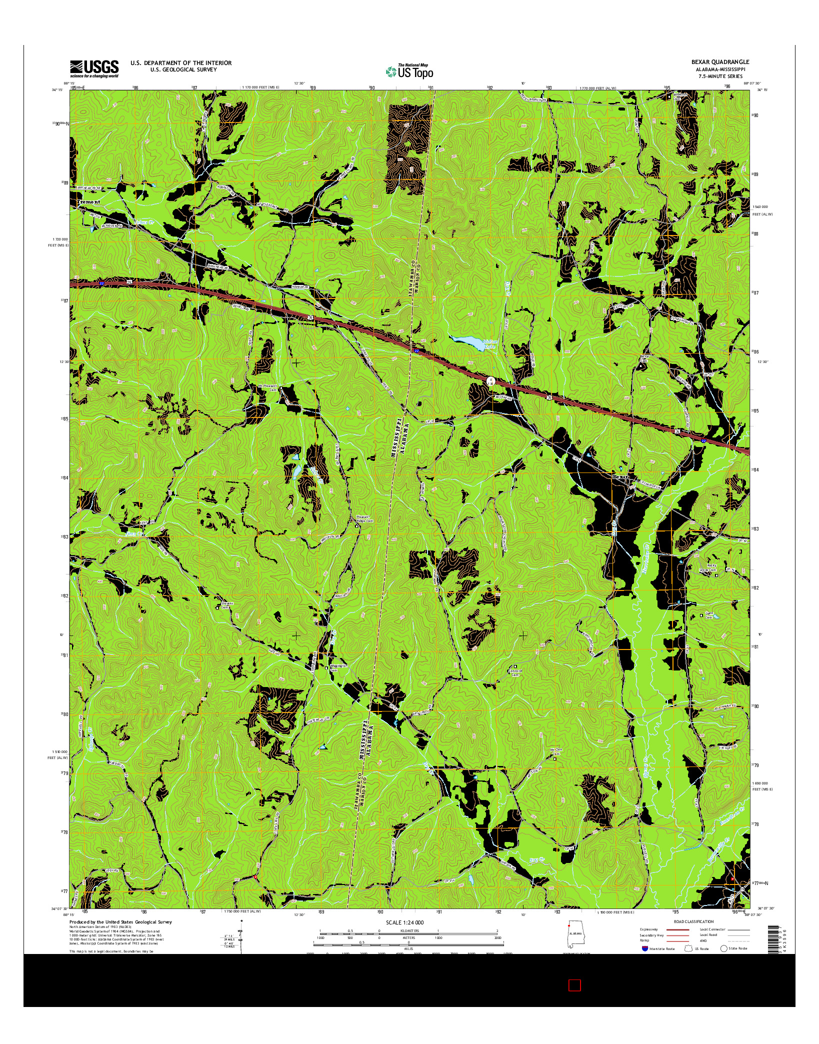 USGS US TOPO 7.5-MINUTE MAP FOR BEXAR, AL-MS 2014