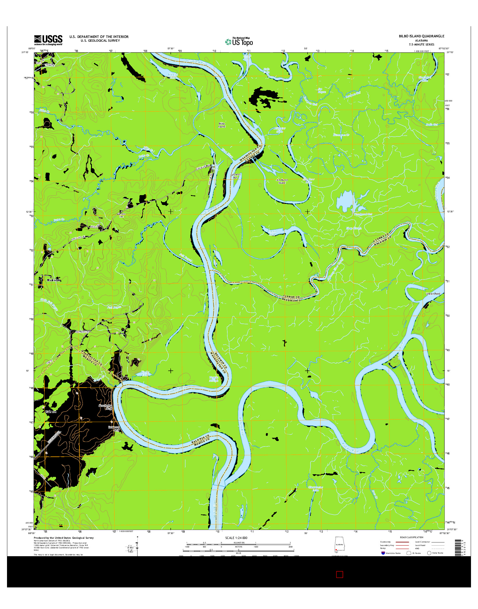 USGS US TOPO 7.5-MINUTE MAP FOR BILBO ISLAND, AL 2014