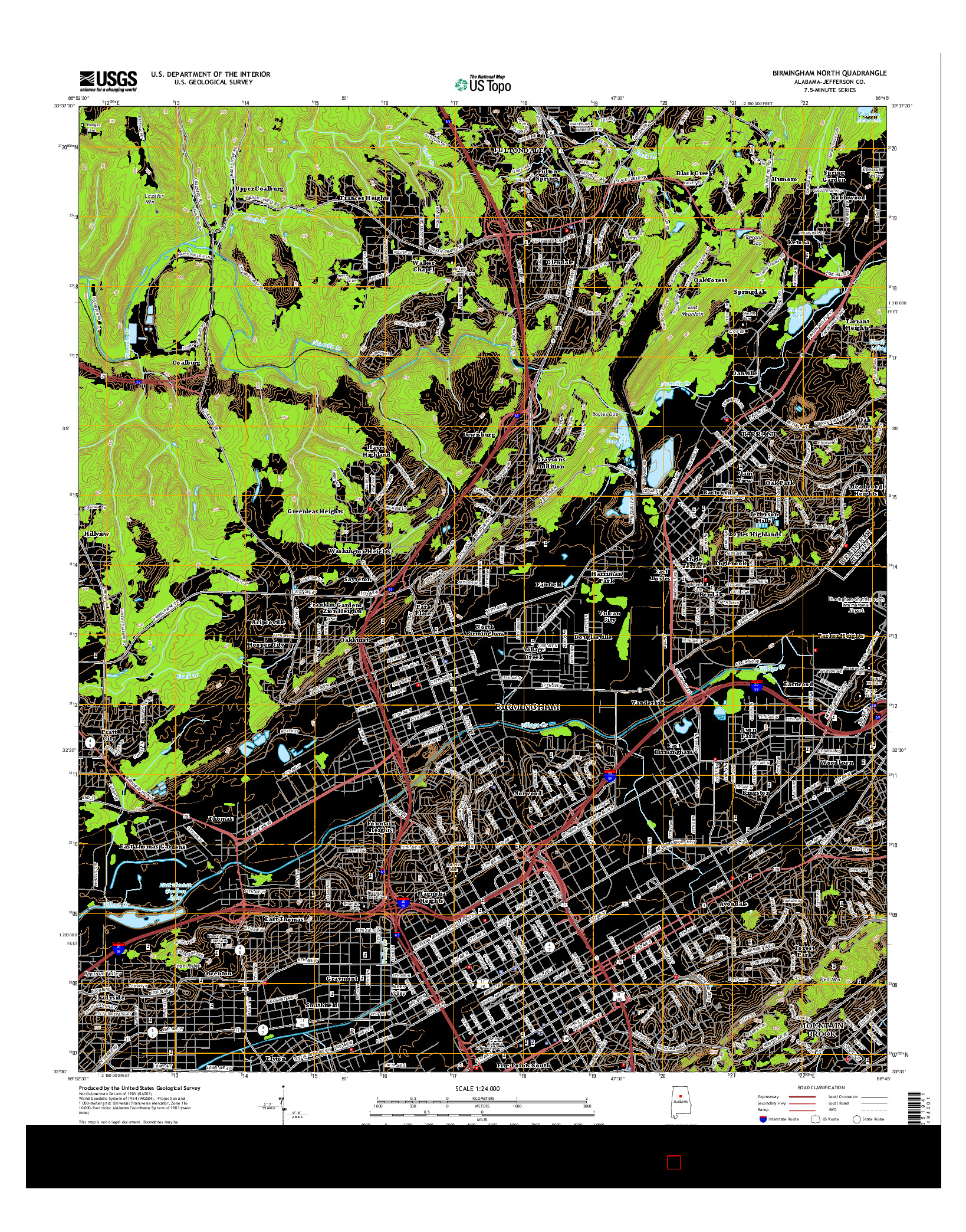 USGS US TOPO 7.5-MINUTE MAP FOR BIRMINGHAM NORTH, AL 2014