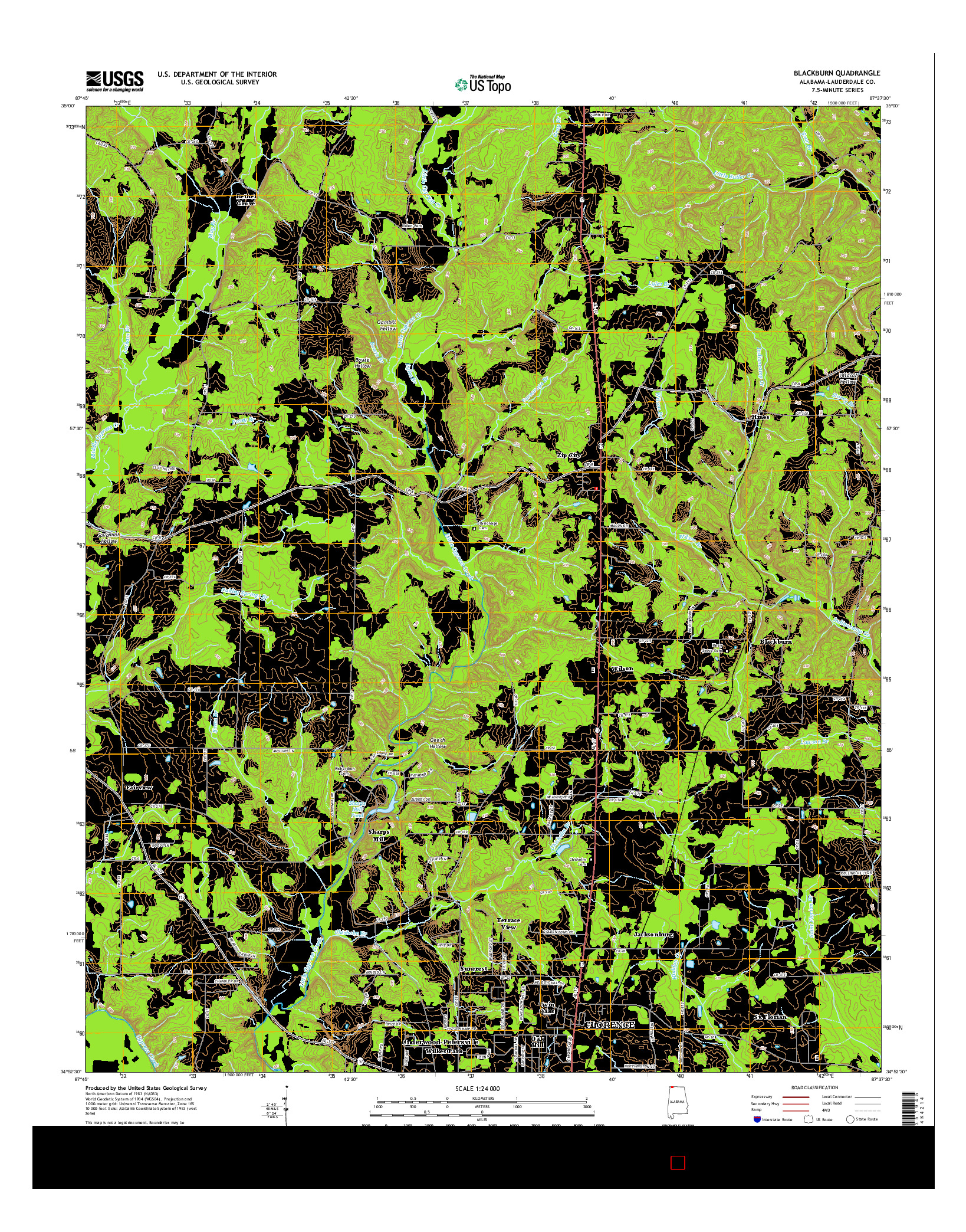 USGS US TOPO 7.5-MINUTE MAP FOR BLACKBURN, AL 2014