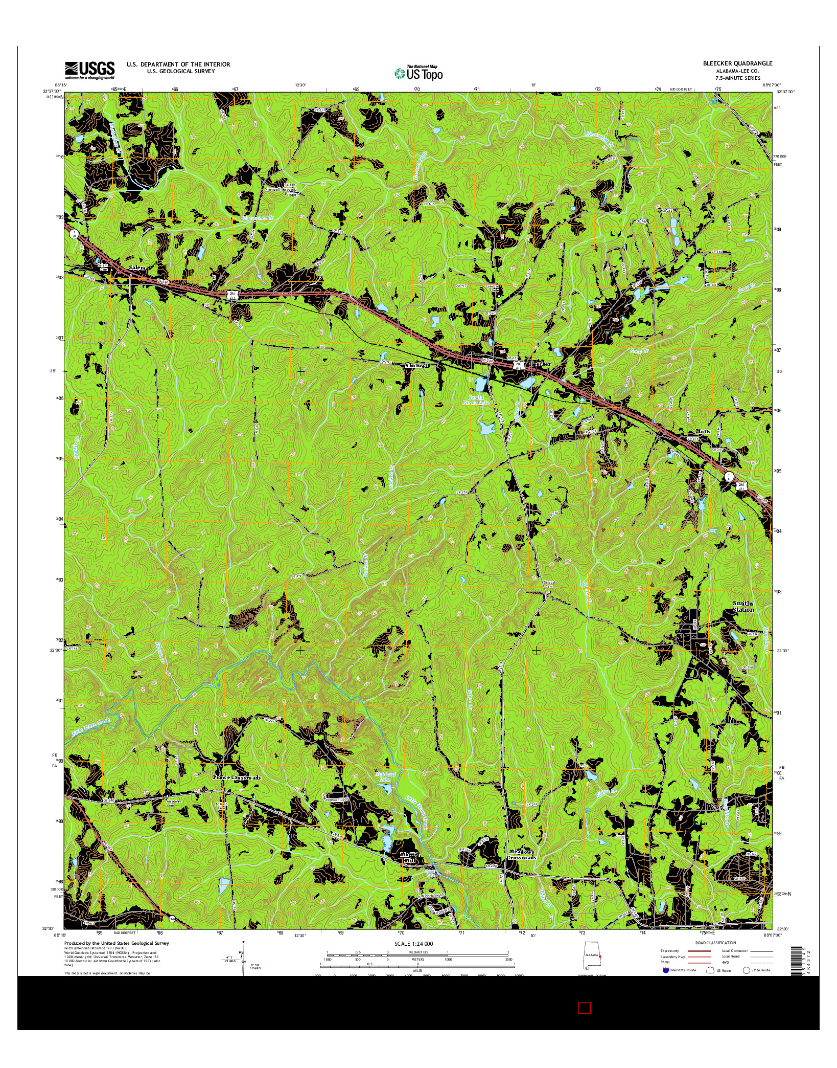 USGS US TOPO 7.5-MINUTE MAP FOR BLEECKER, AL 2014