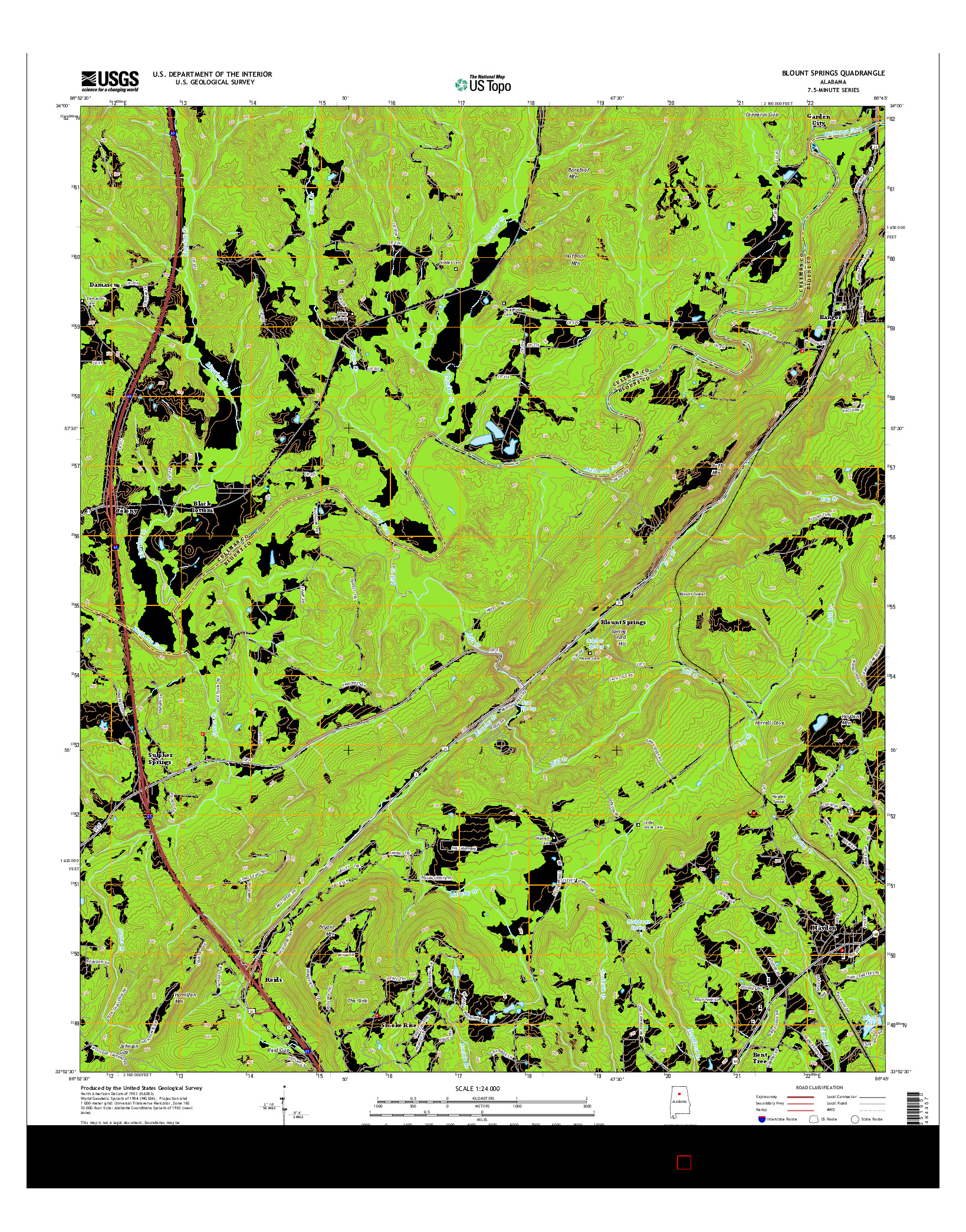 USGS US TOPO 7.5-MINUTE MAP FOR BLOUNT SPRINGS, AL 2014