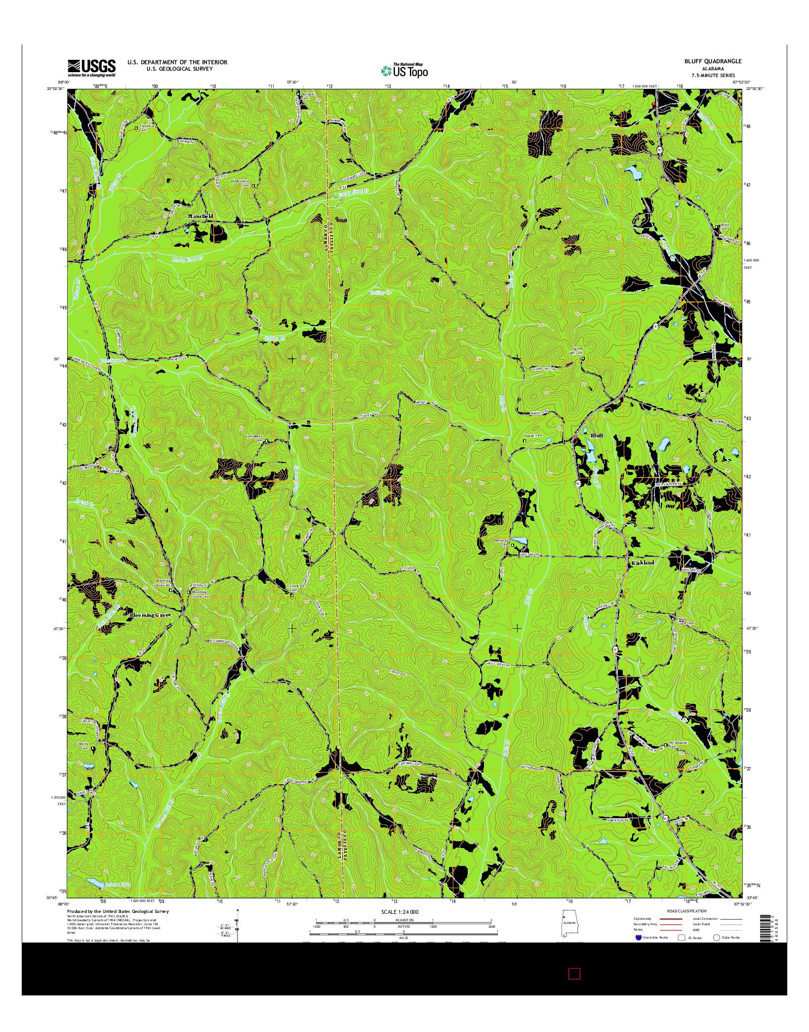 USGS US TOPO 7.5-MINUTE MAP FOR BLUFF, AL 2014