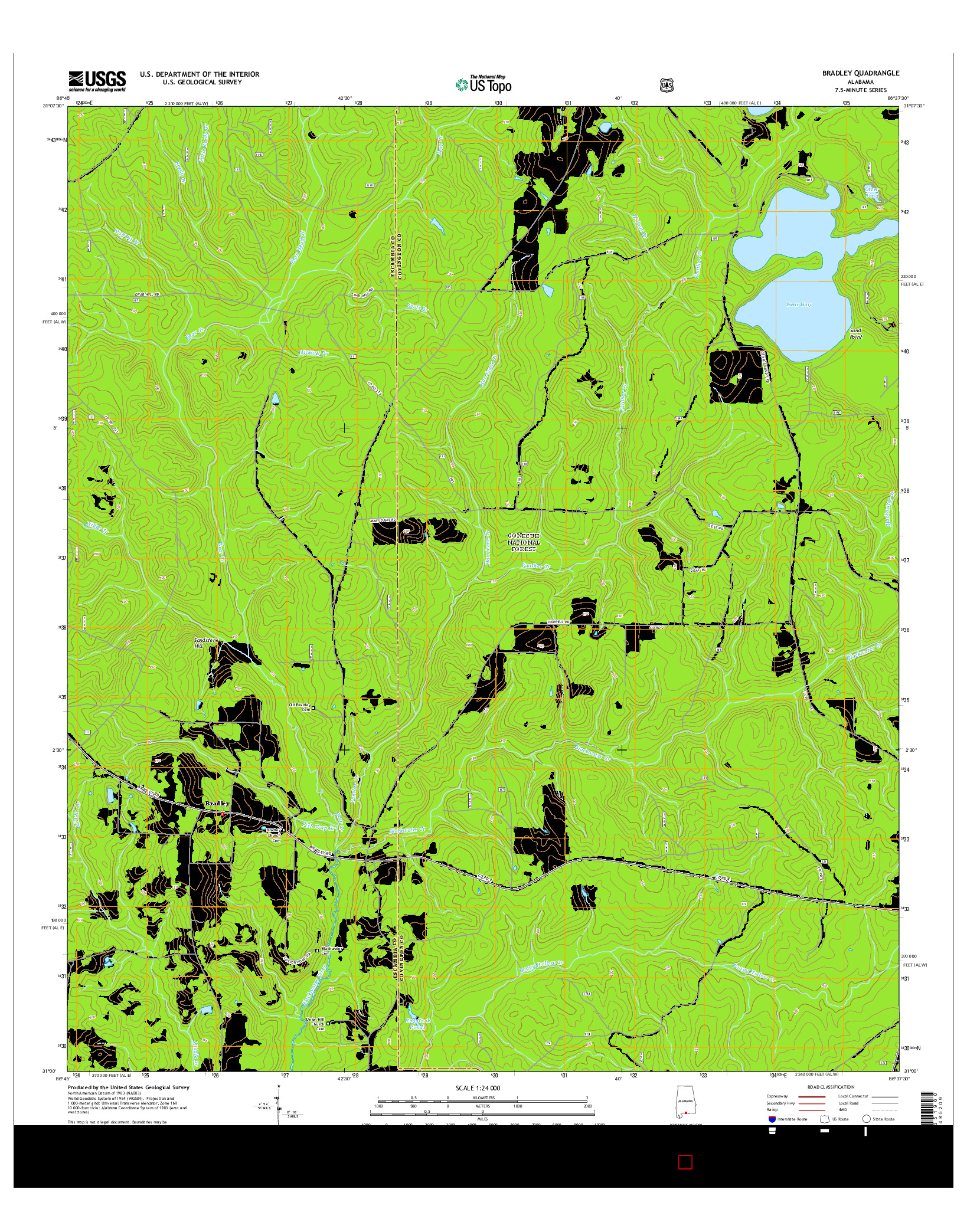 USGS US TOPO 7.5-MINUTE MAP FOR BRADLEY, AL 2014