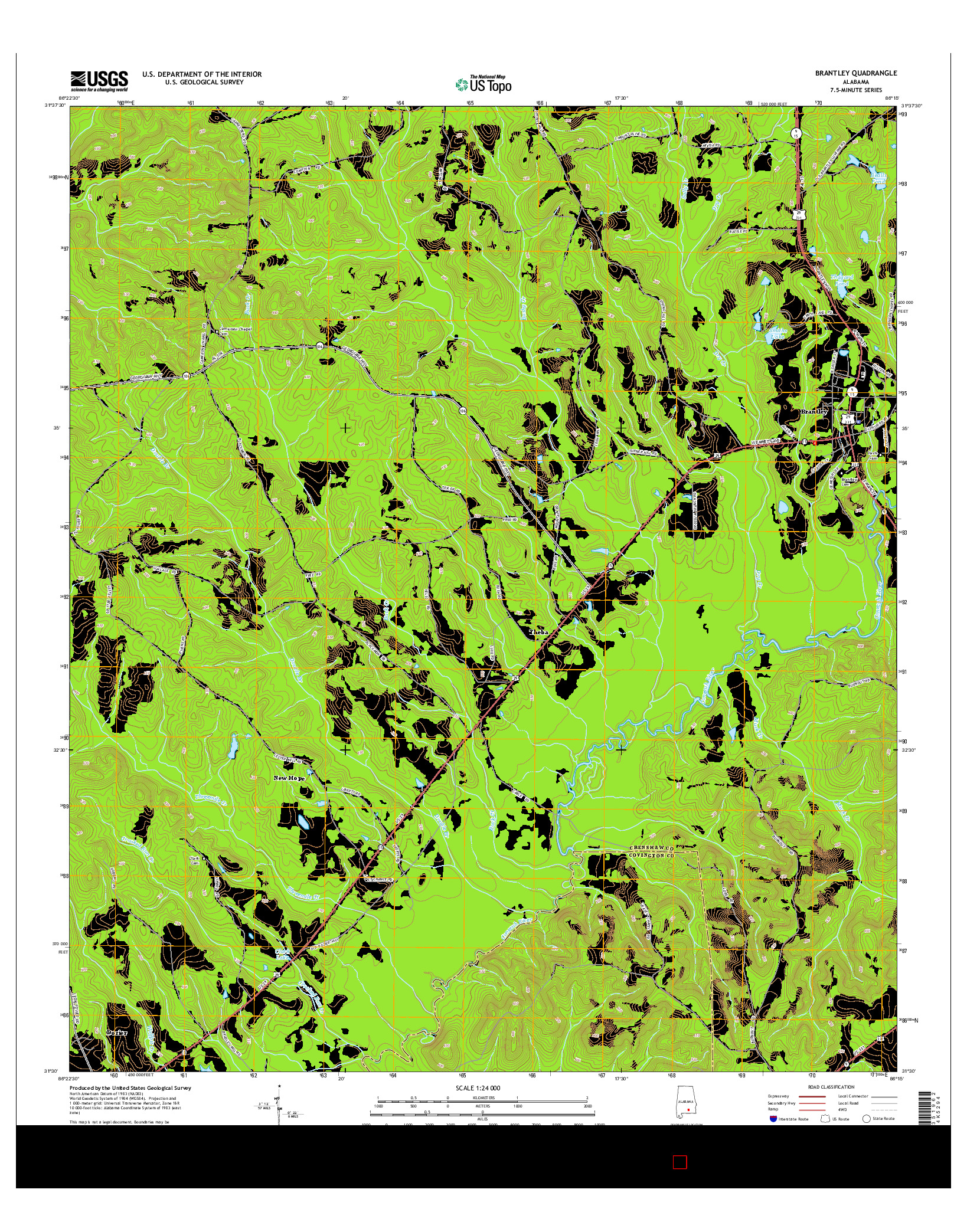 USGS US TOPO 7.5-MINUTE MAP FOR BRANTLEY, AL 2014