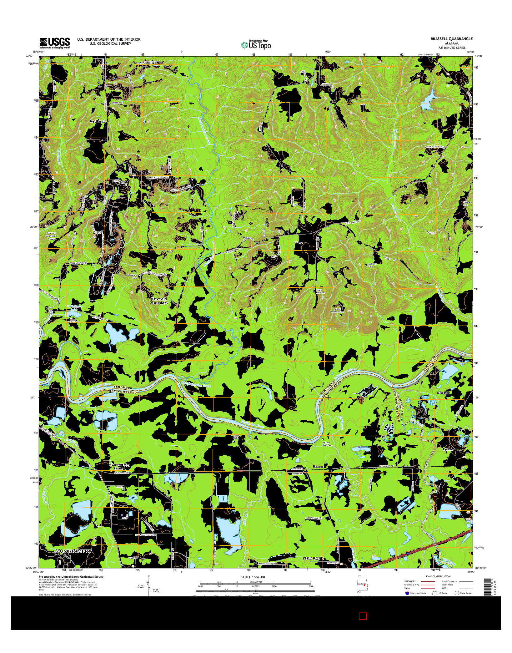 USGS US TOPO 7.5-MINUTE MAP FOR BRASSELL, AL 2014