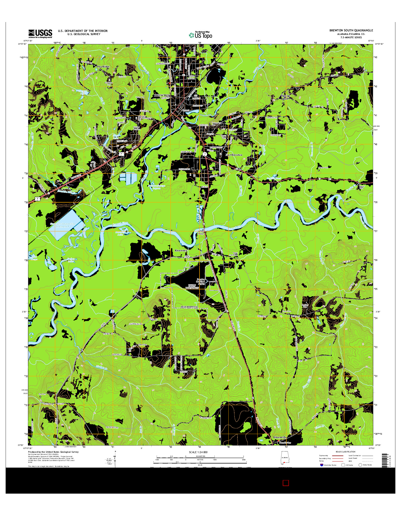 USGS US TOPO 7.5-MINUTE MAP FOR BREWTON SOUTH, AL 2014