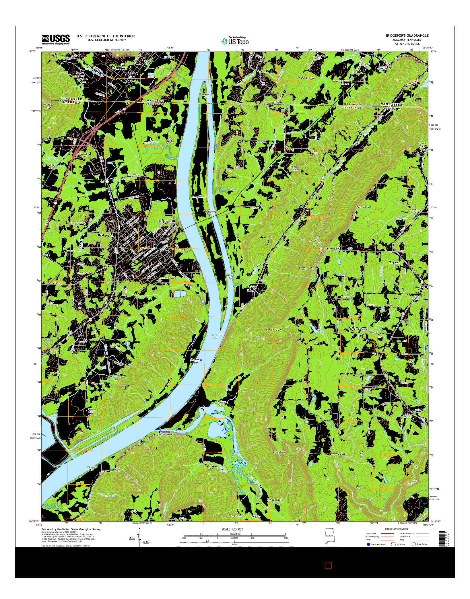 USGS US TOPO 7.5-MINUTE MAP FOR BRIDGEPORT, AL-TN 2014