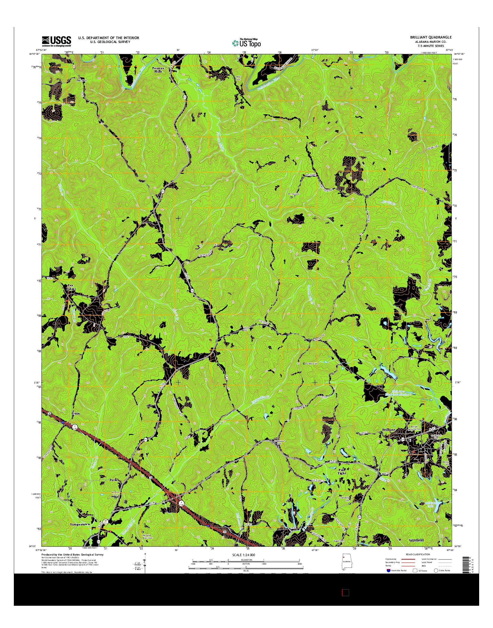 USGS US TOPO 7.5-MINUTE MAP FOR BRILLIANT, AL 2014