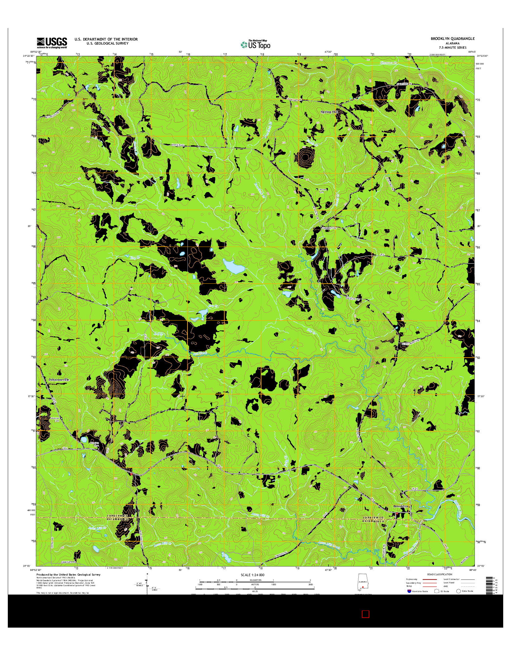USGS US TOPO 7.5-MINUTE MAP FOR BROOKLYN, AL 2014