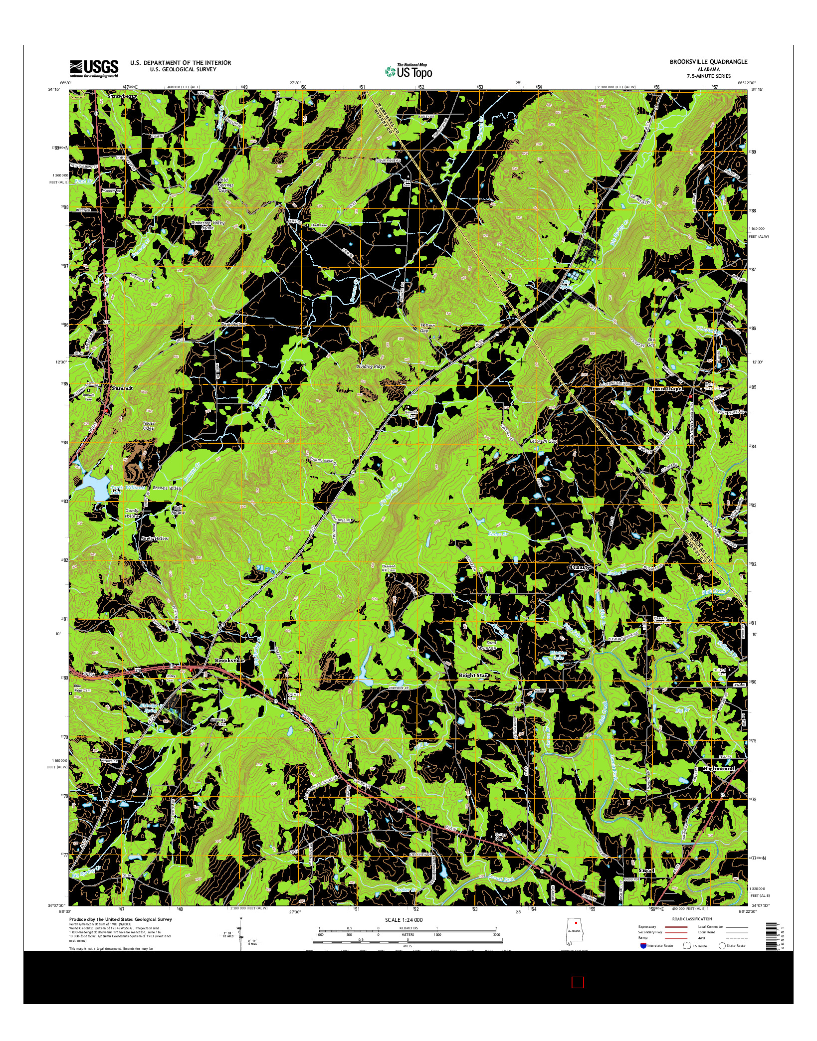 USGS US TOPO 7.5-MINUTE MAP FOR BROOKSVILLE, AL 2014